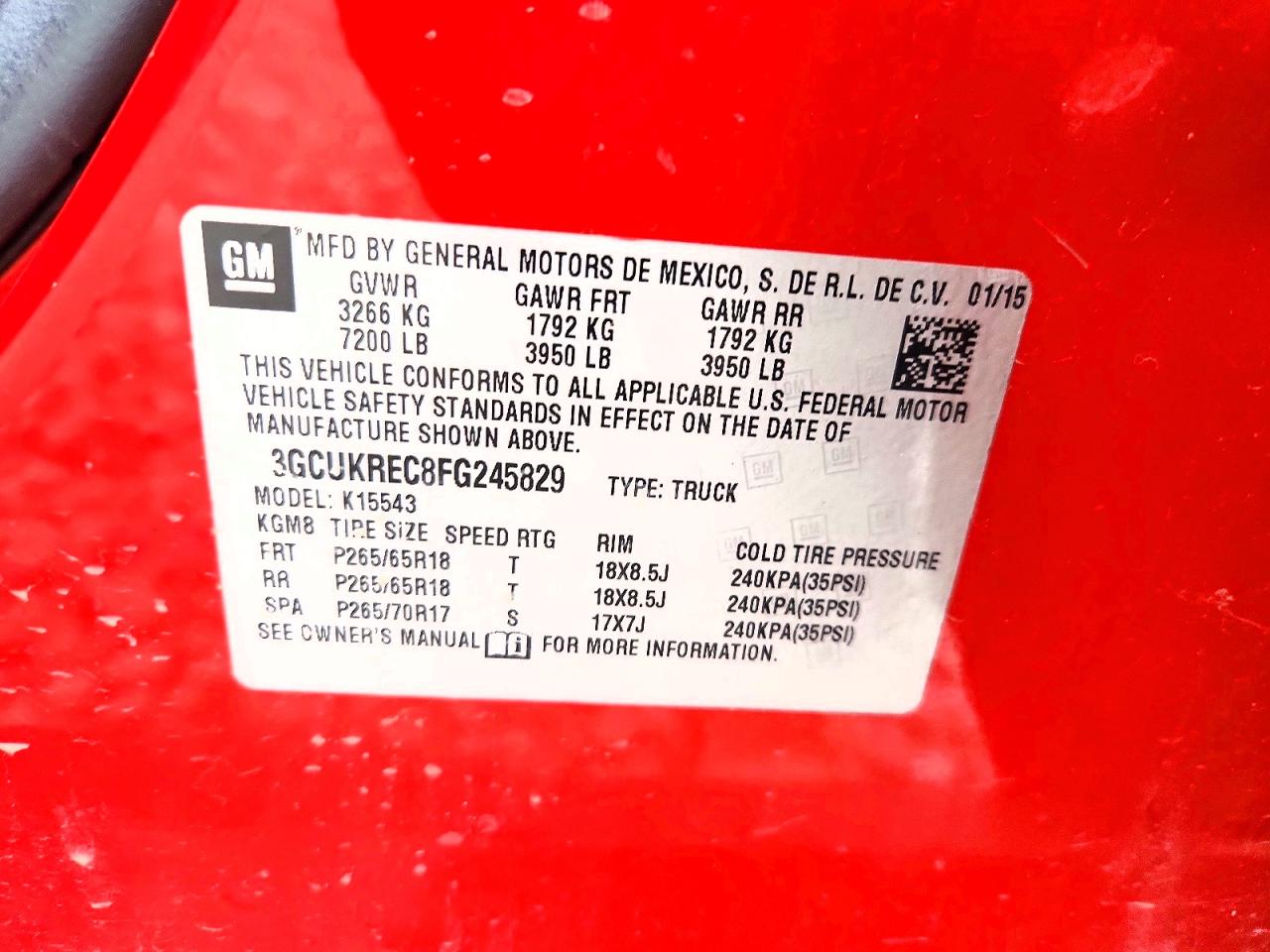 2015 Chevrolet Silverado K1500 Lt Красный vin: 3GCUKREC8FG245829