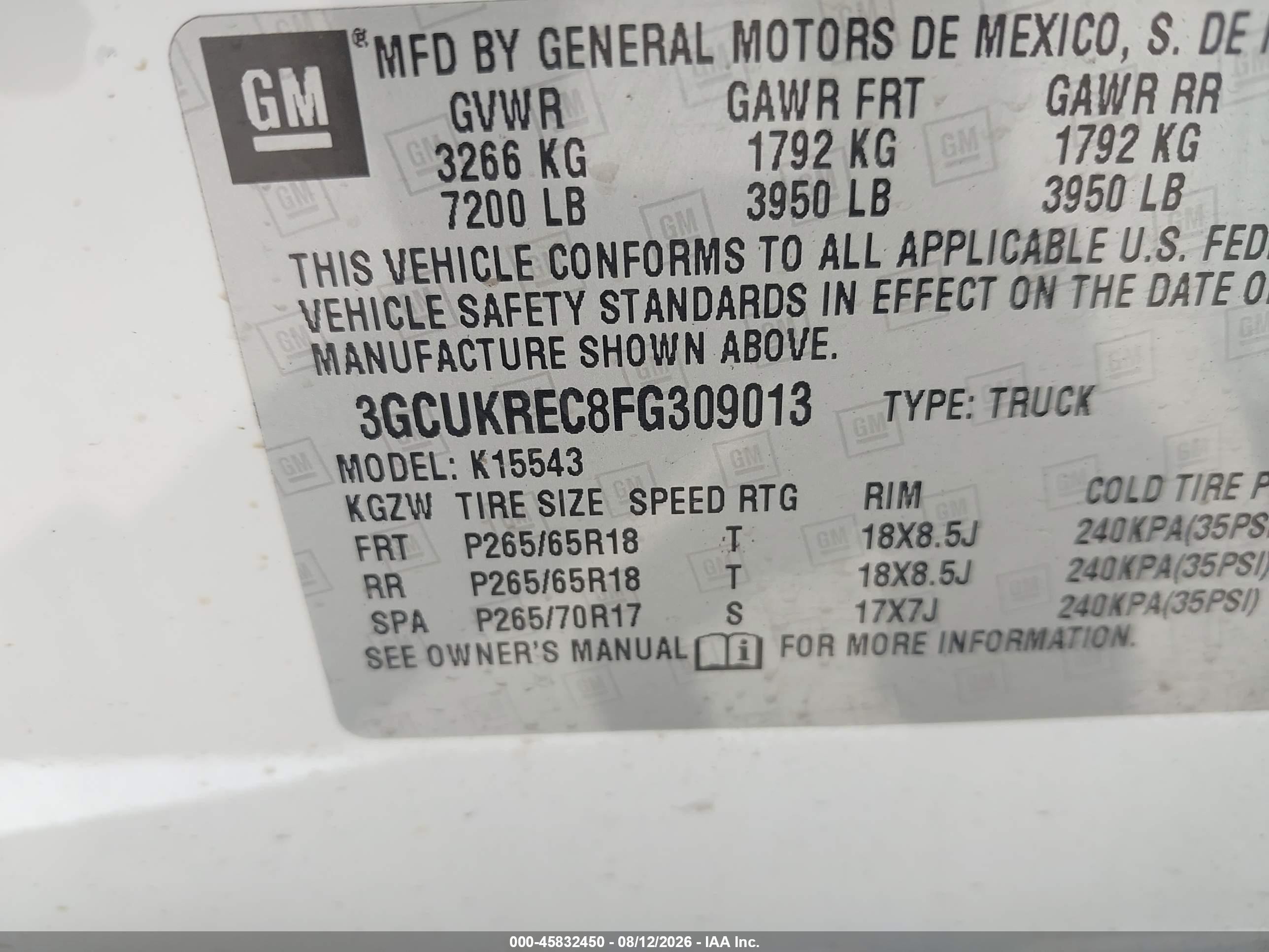 2015 Chevrolet Silverado 1500 Lt White vin: 3GCUKREC8FG309013