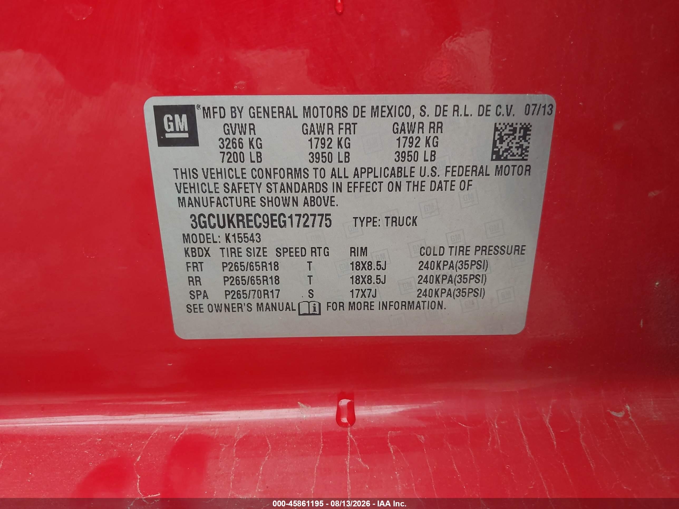 2014 Chevrolet Silverado 1500 Lt Красный vin: 3GCUKREC9EG172775