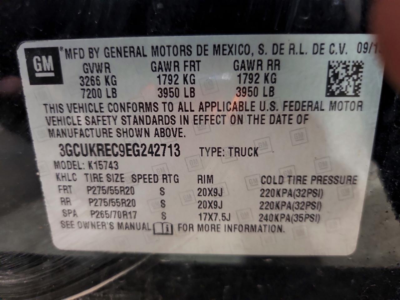 2014 Chevrolet Silverado K1500 Lt Black vin: 3GCUKREC9EG242713