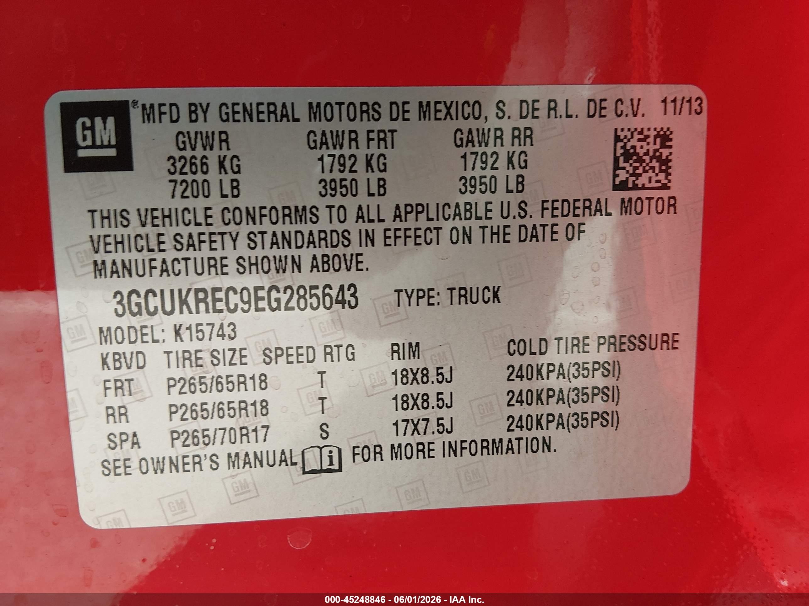 2014 Chevrolet Silverado 1500 2lt Red vin: 3GCUKREC9EG285643