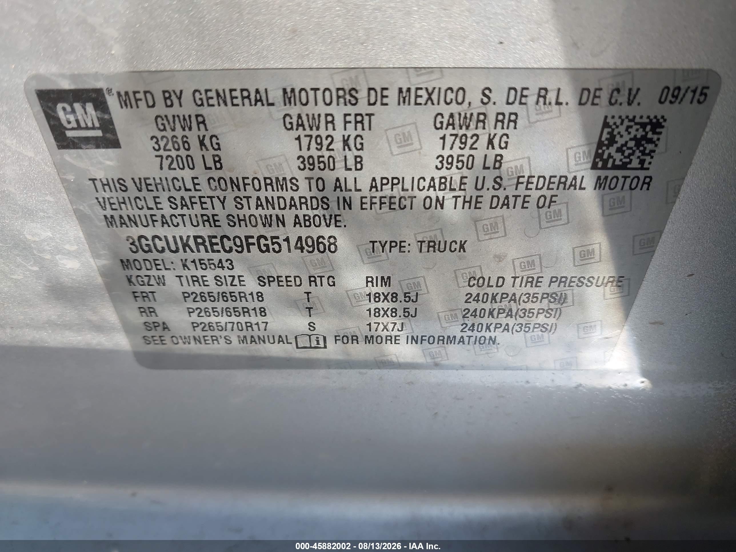 2015 Chevrolet Silverado 1500 Lt Silver vin: 3GCUKREC9FG514968