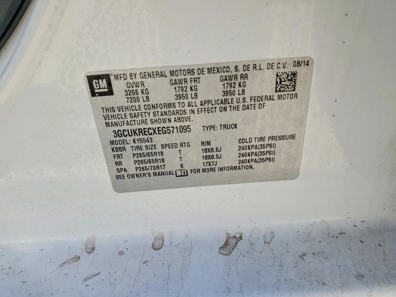 2014 Chevrolet Silverado K1500 Lt White vin: 3GCUKRECXEG571095