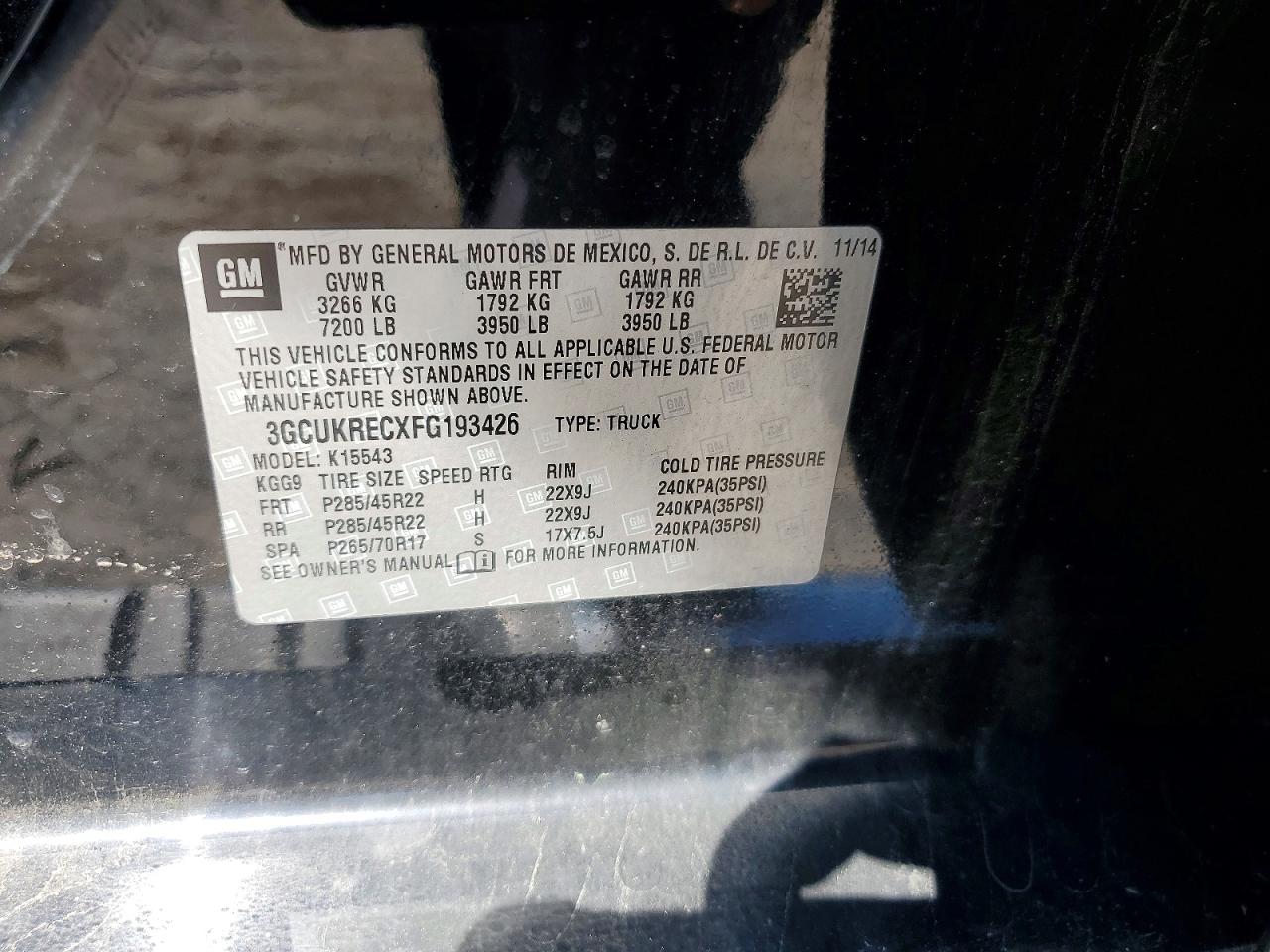 2015 Chevrolet Silverado K1500 Lt Черный vin: 3GCUKRECXFG193426