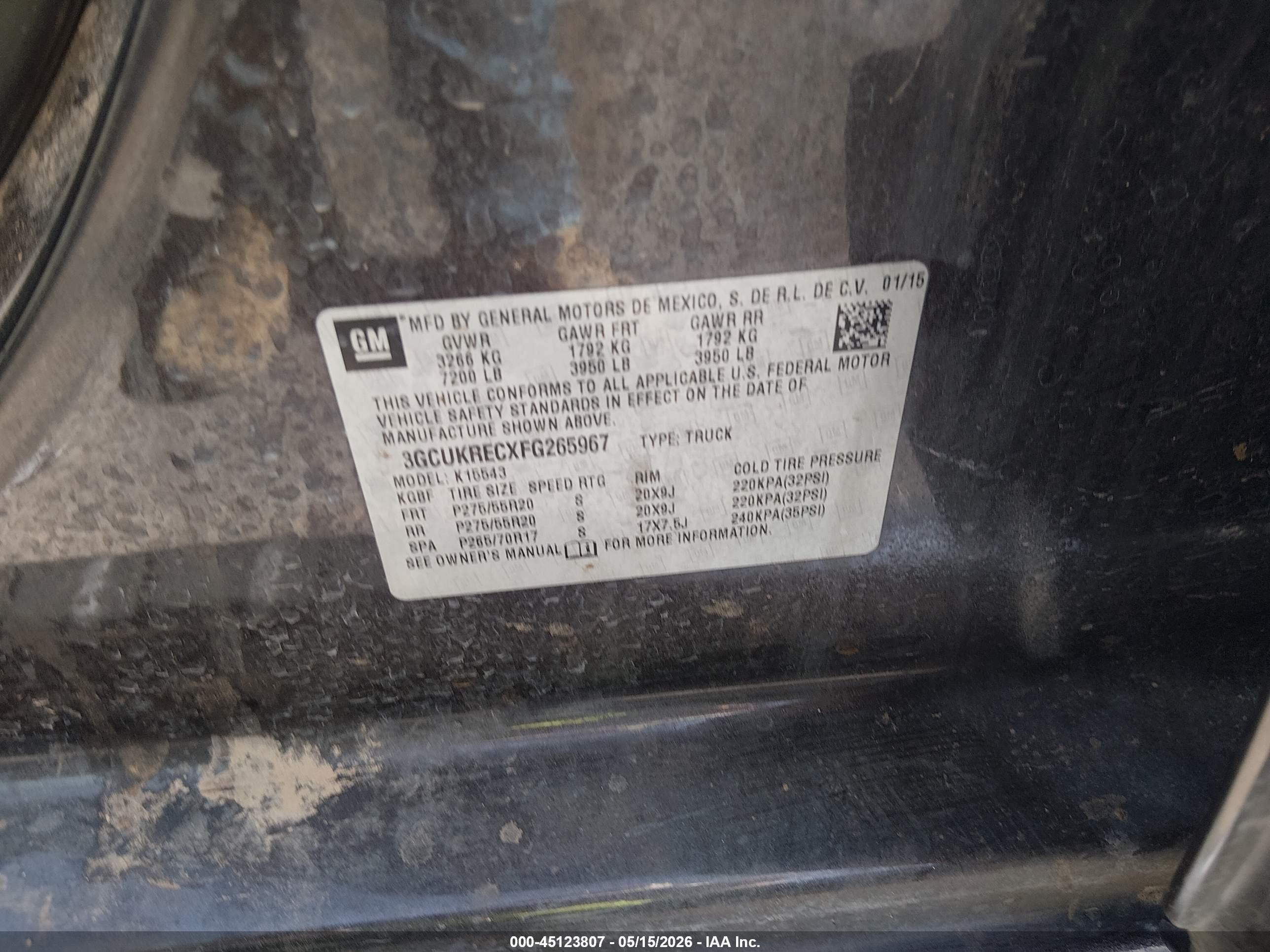 2015 Chevrolet Silverado 1500 1lt Gray vin: 3GCUKRECXFG265967