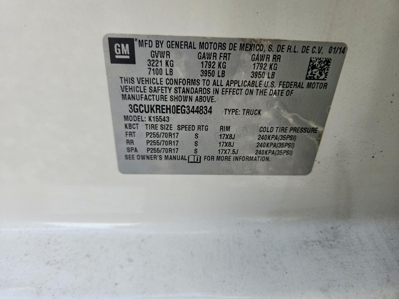 2014 Chevrolet Silverado K1500 Lt White vin: 3GCUKREH0EG344834
