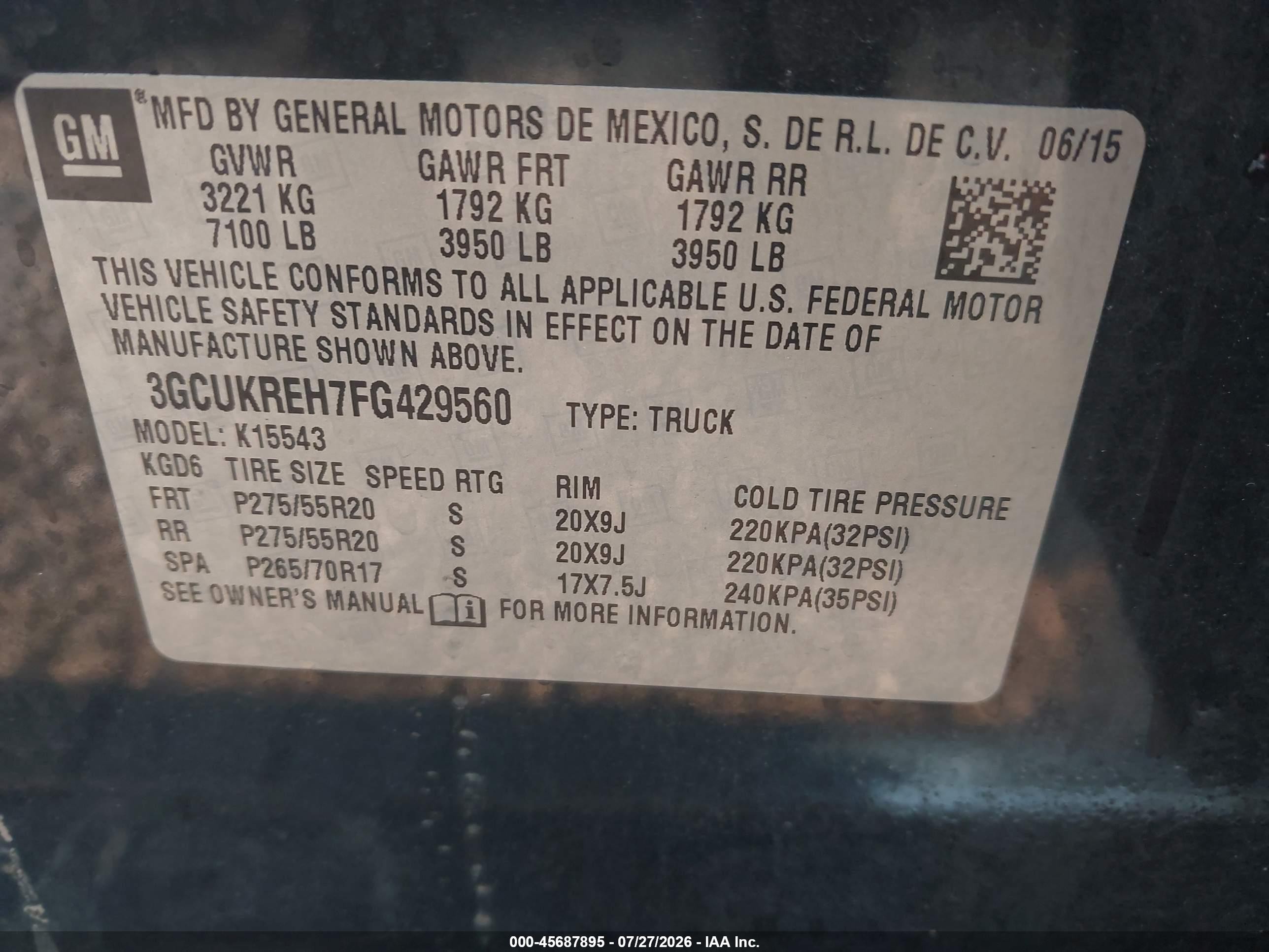 2015 Chevrolet Silverado 1500 Lt Black vin: 3GCUKREH7FG429560