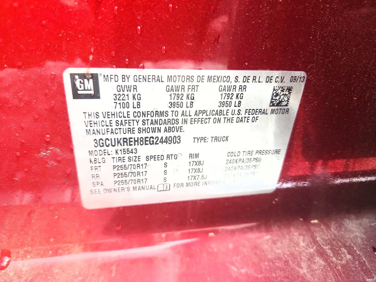2014 Chevrolet Silverado K1500 Lt Burgundy vin: 3GCUKREH8EG244903