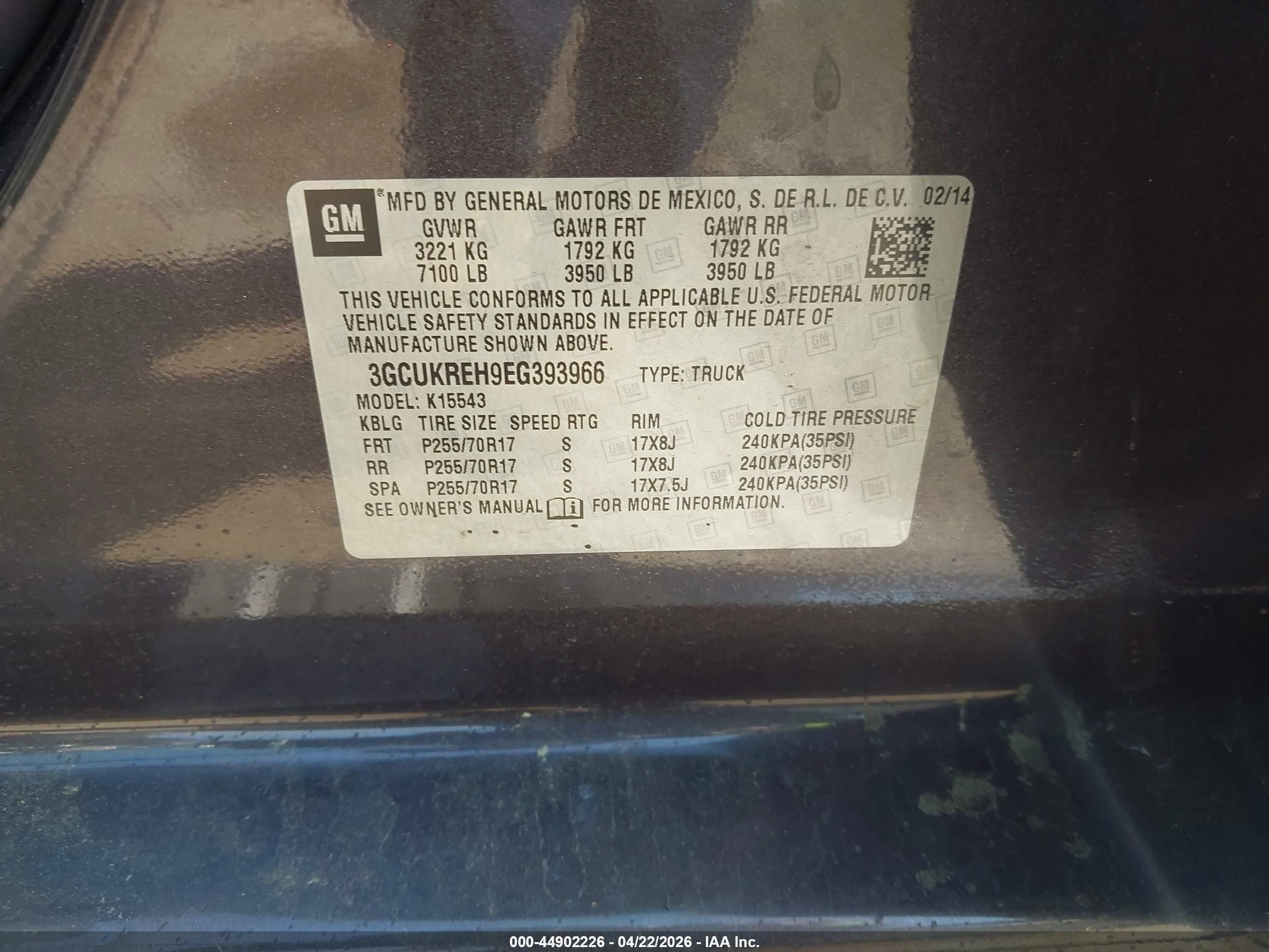 2014 Chevrolet Silverado 1500 1lt Серый vin: 3GCUKREH9EG393966