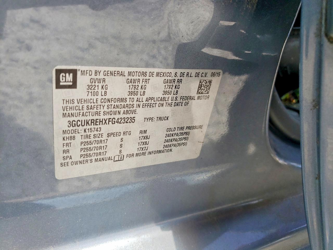 2015 Chevrolet Silverado K1500 Lt Синий vin: 3GCUKREHXFG423235