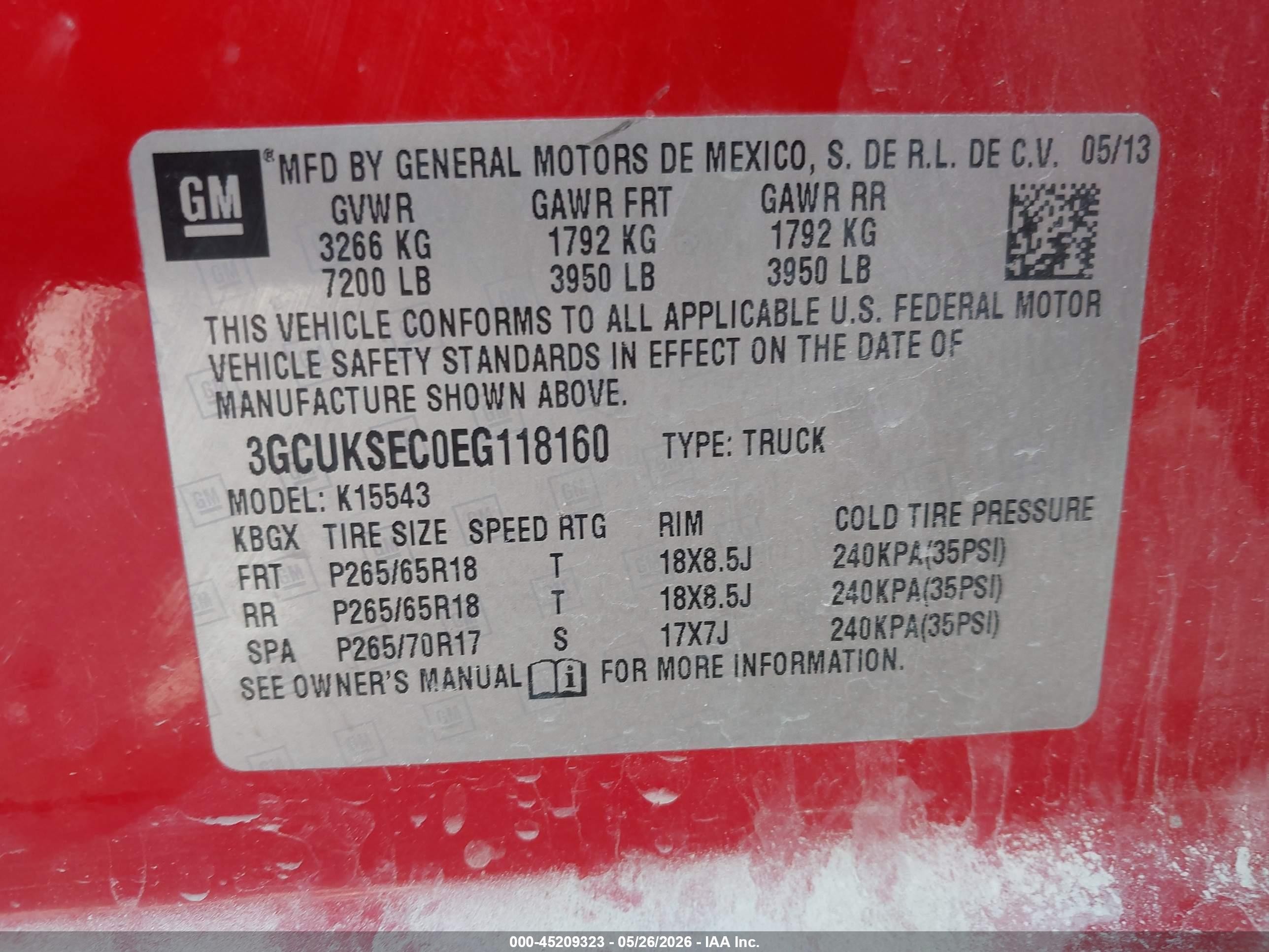 2014 Chevrolet Silverado 1500 2lz Красный vin: 3GCUKSEC0EG118160