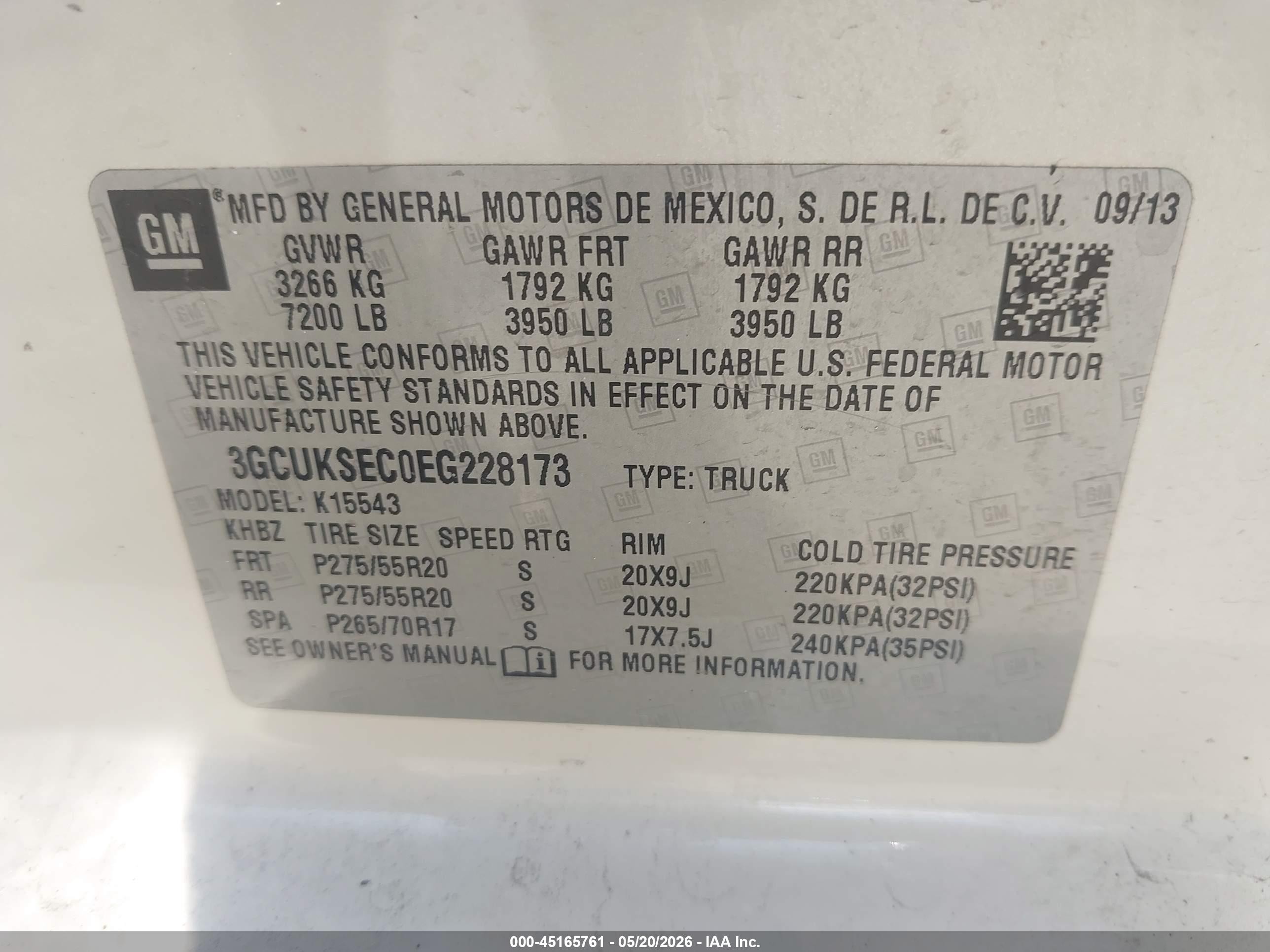 2014 Chevrolet Silverado 1500 1lz White vin: 3GCUKSEC0EG228173