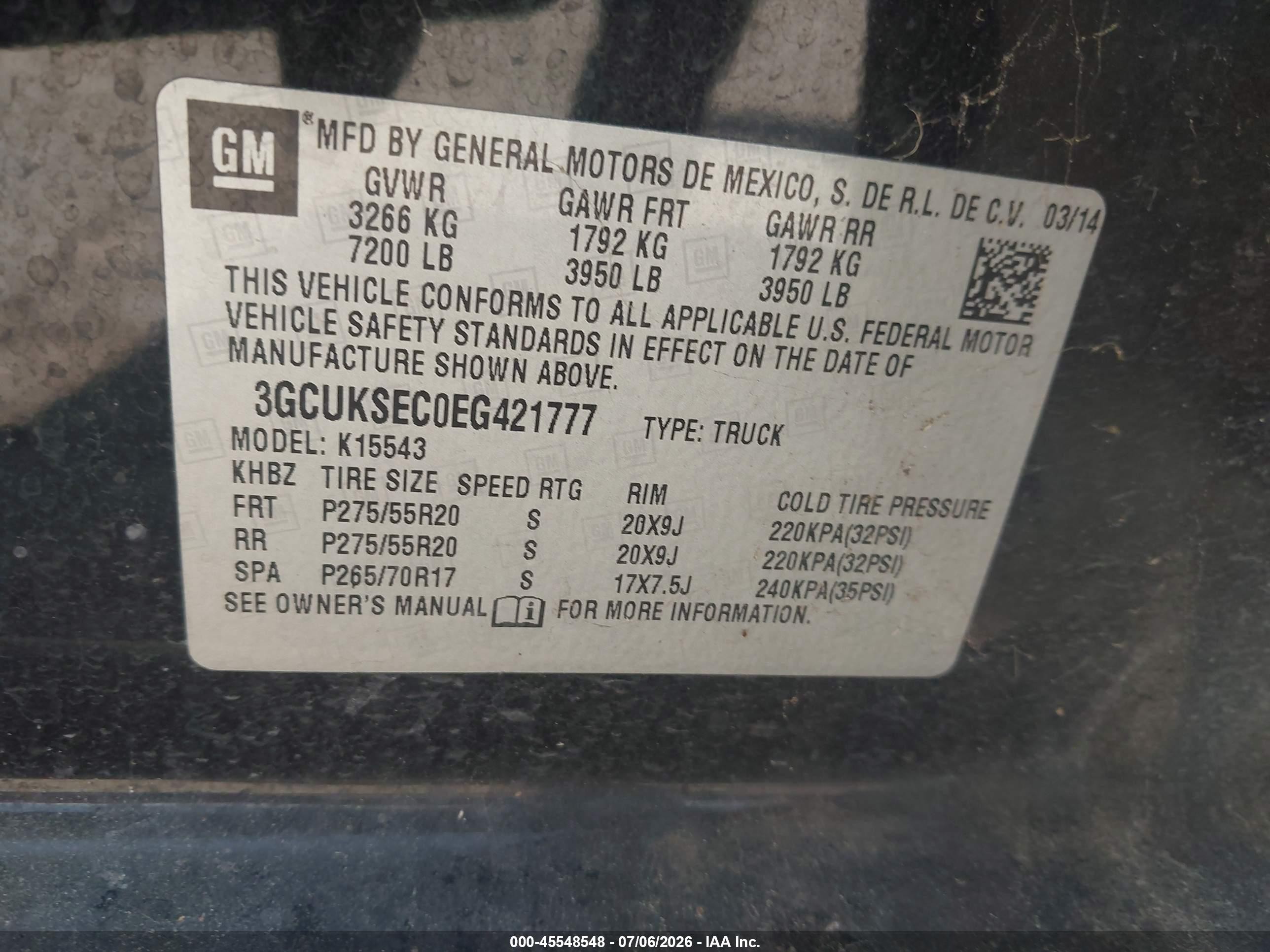 2014 Chevrolet Silverado 1500 Ltz Черный vin: 3GCUKSEC0EG421777