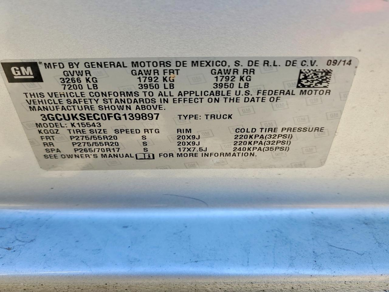 2015 Chevrolet Silverado K1500 Ltz Silver vin: 3GCUKSEC0FG139897