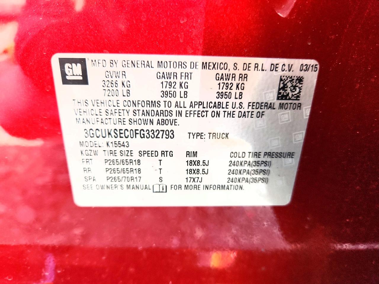 2015 Chevrolet Silverado K1500 Ltz Burgundy vin: 3GCUKSEC0FG332793