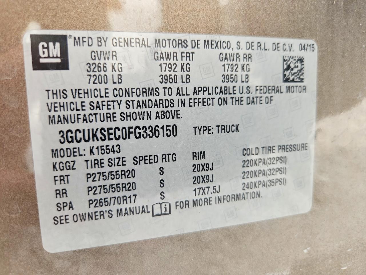 2015 Chevrolet Silverado K1500 Ltz Brown vin: 3GCUKSEC0FG336150