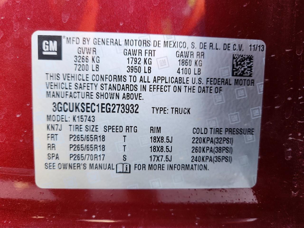 2014 Chevrolet Silverado K1500 Ltz Maroon vin: 3GCUKSEC1EG273932