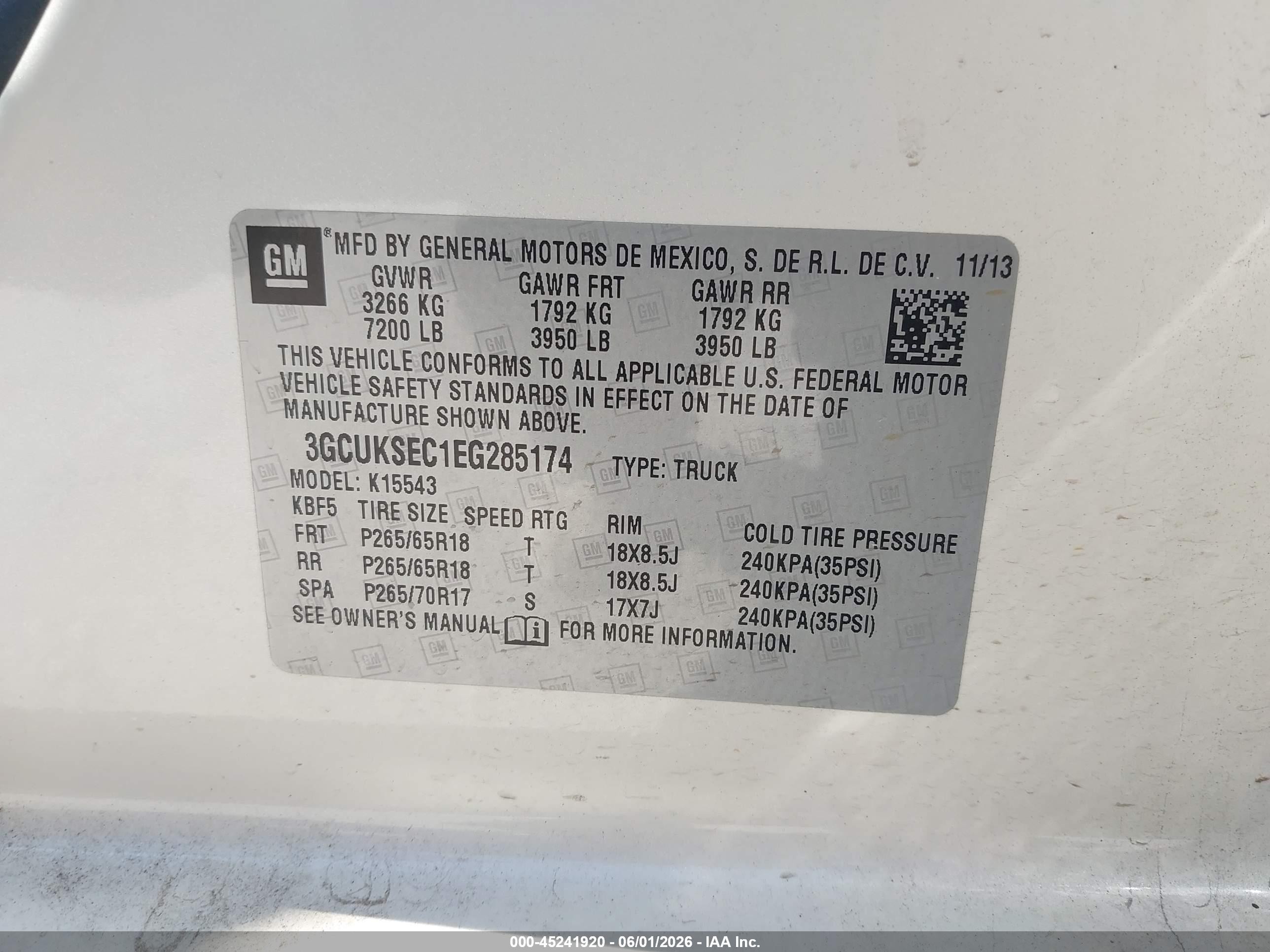2014 Chevrolet Silverado 1500 2lz Белый vin: 3GCUKSEC1EG285174