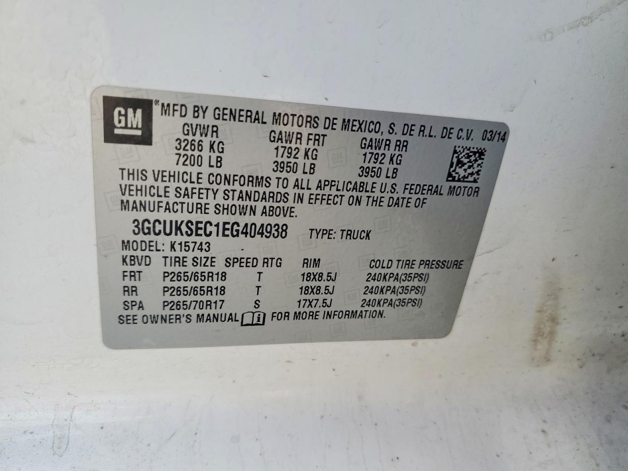2014 Chevrolet Silverado K1500 Ltz White vin: 3GCUKSEC1EG404938