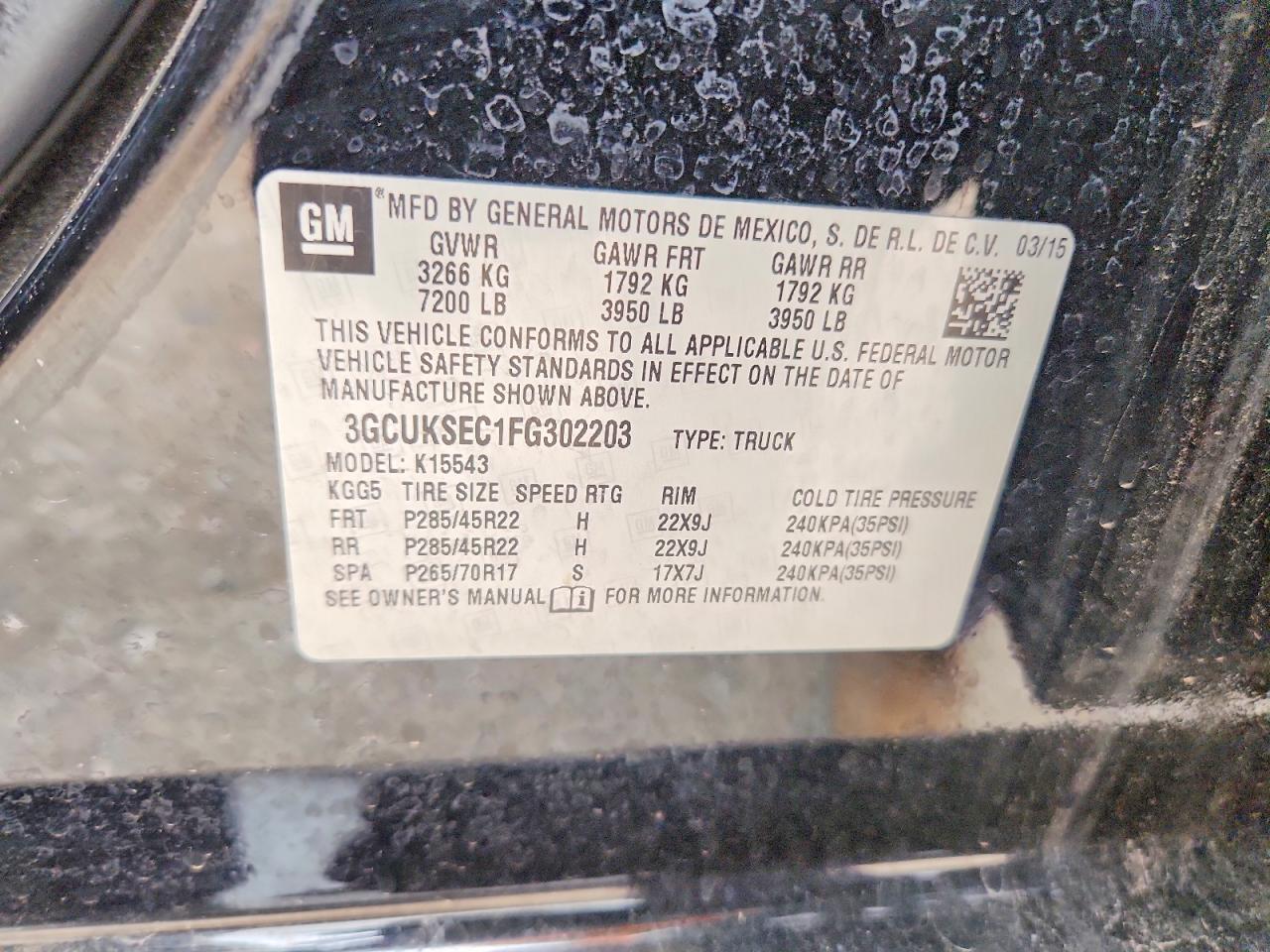 2015 Chevrolet Silverado K1500 Ltz Black vin: 3GCUKSEC1FG302203