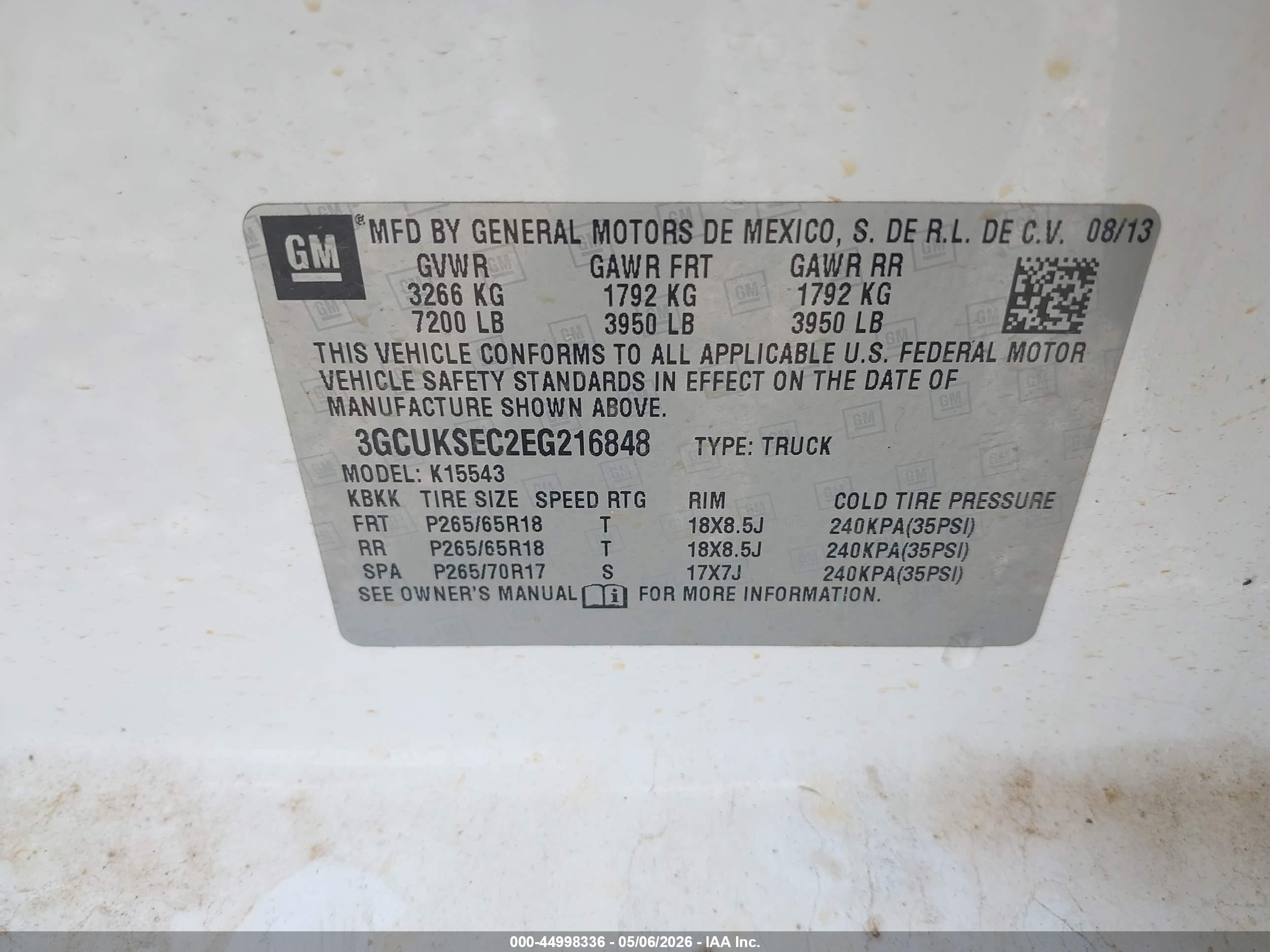 2014 Chevrolet Silverado 1500 1lz White vin: 3GCUKSEC2EG216848