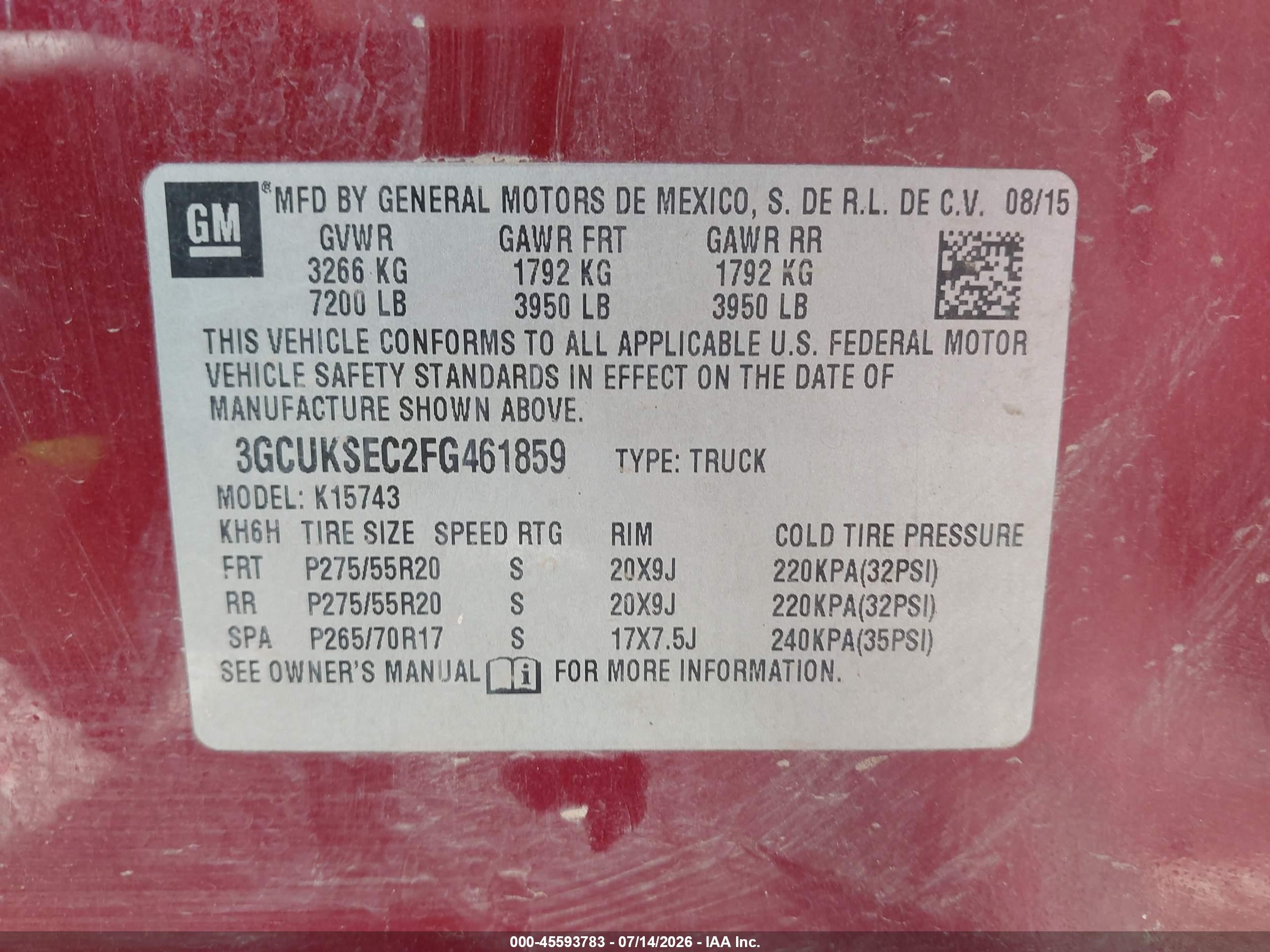 2015 Chevrolet Silverado 1500 Ltz Maroon vin: 3GCUKSEC2FG461859