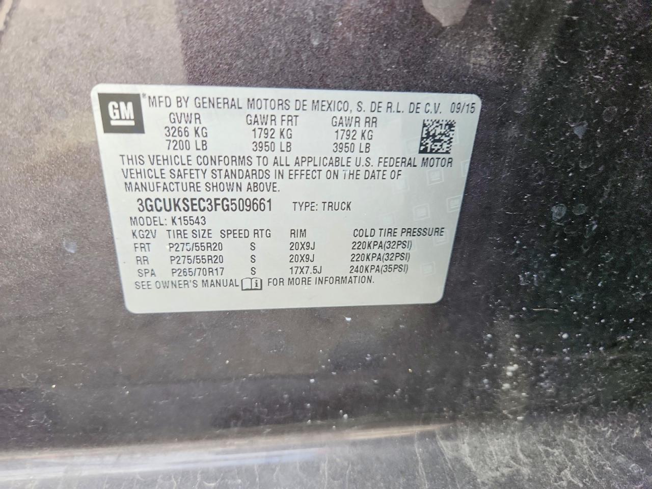 2015 Chevrolet Silverado K1500 Ltz Gray vin: 3GCUKSEC3FG509661