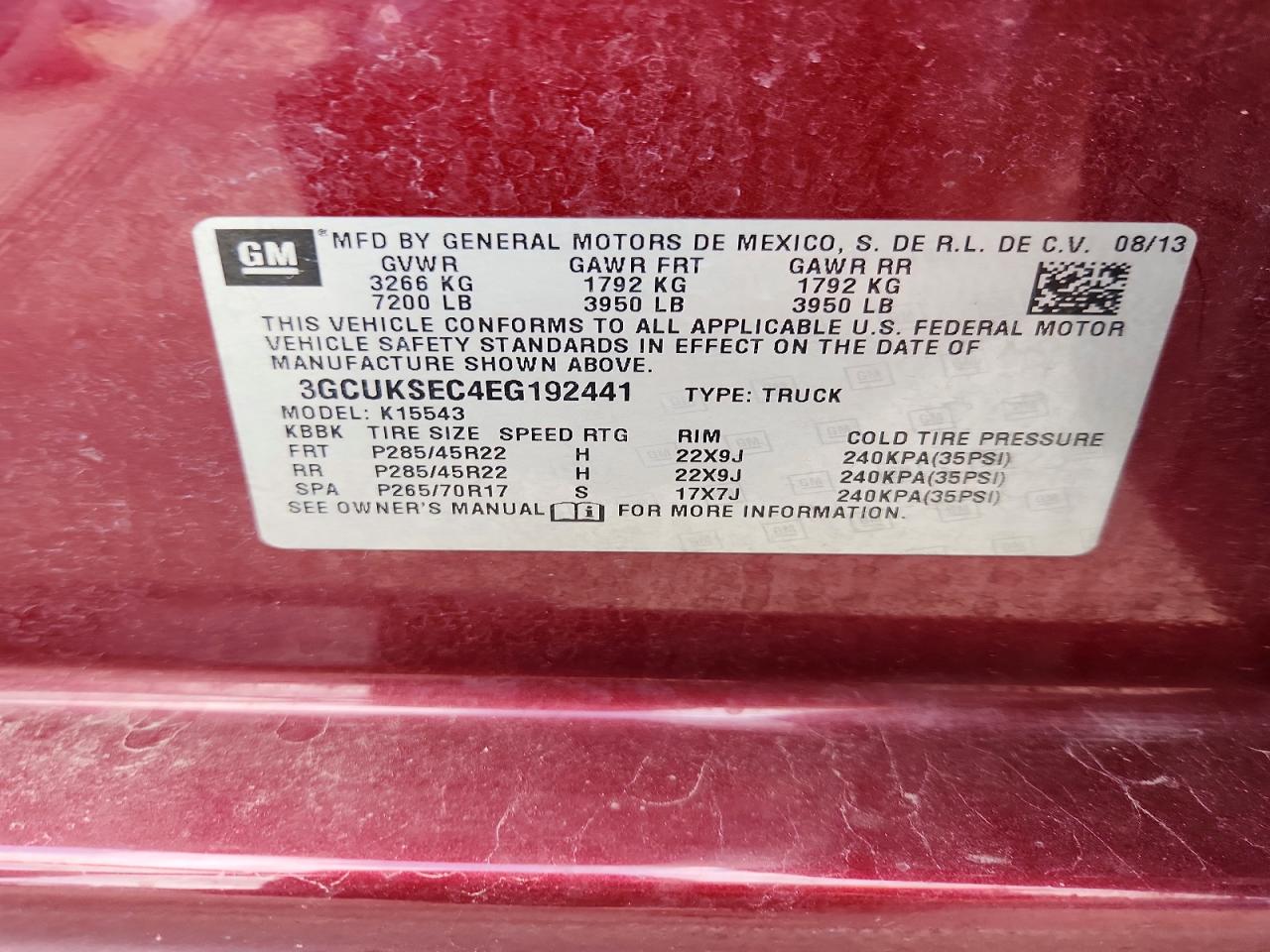 2014 Chevrolet Silverado K1500 Ltz Темно-бордовый vin: 3GCUKSEC4EG192441