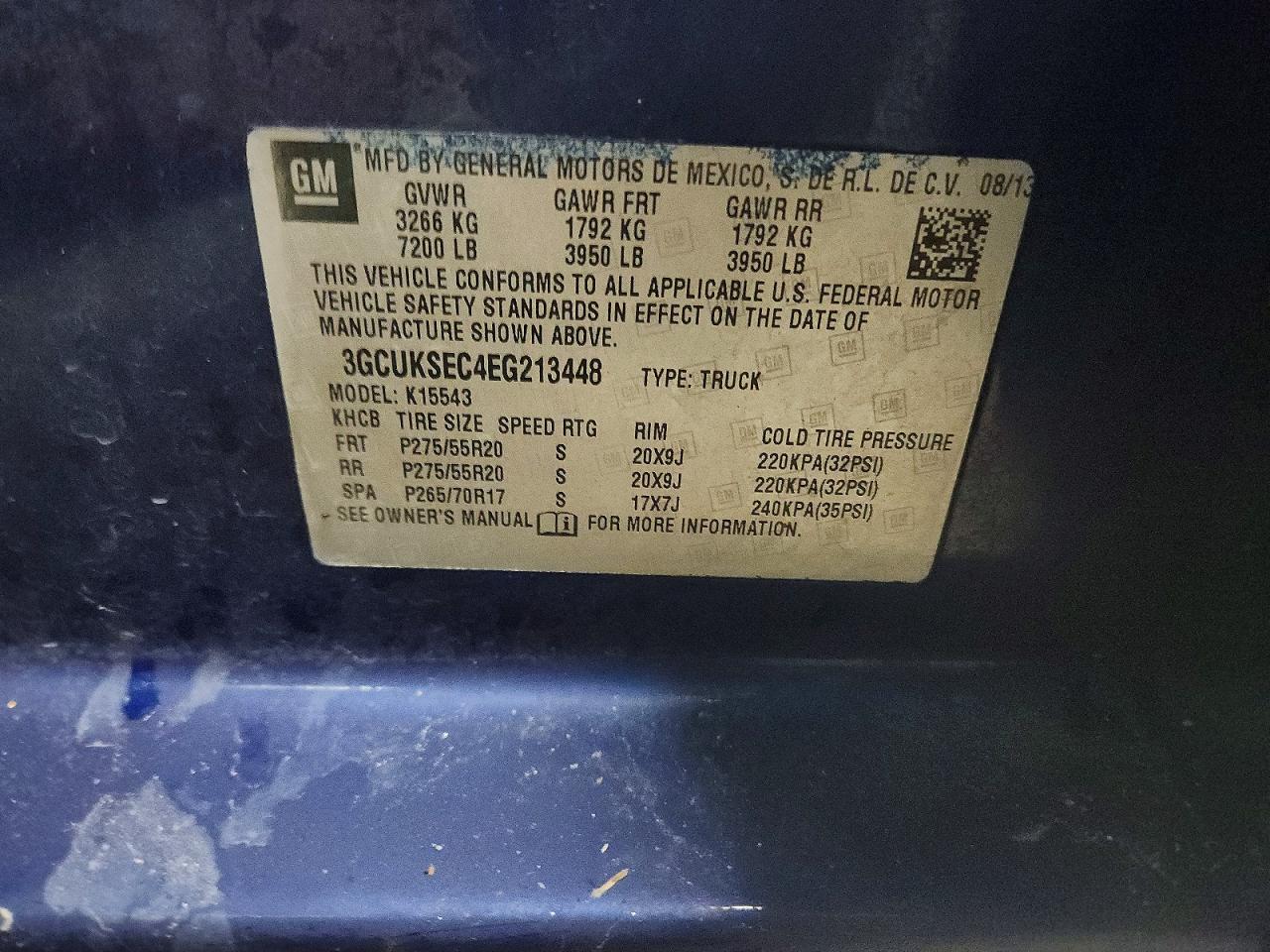 2014 Chevrolet Silverado K1500 Ltz Blue vin: 3GCUKSEC4EG213448