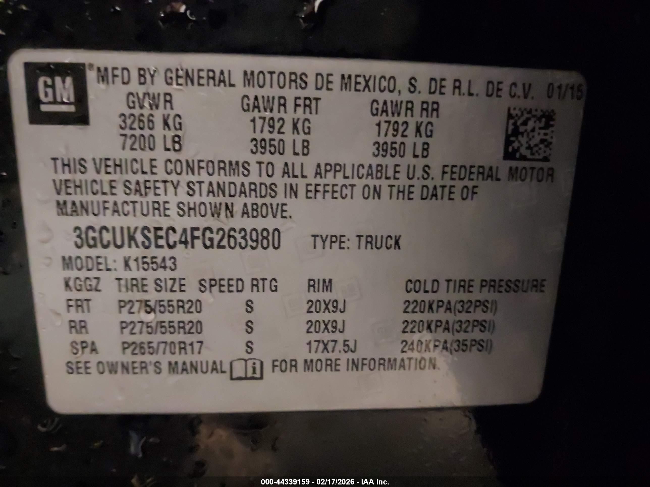 2015 Chevrolet Silverado 1500 1lz Черный vin: 3GCUKSEC4FG263980