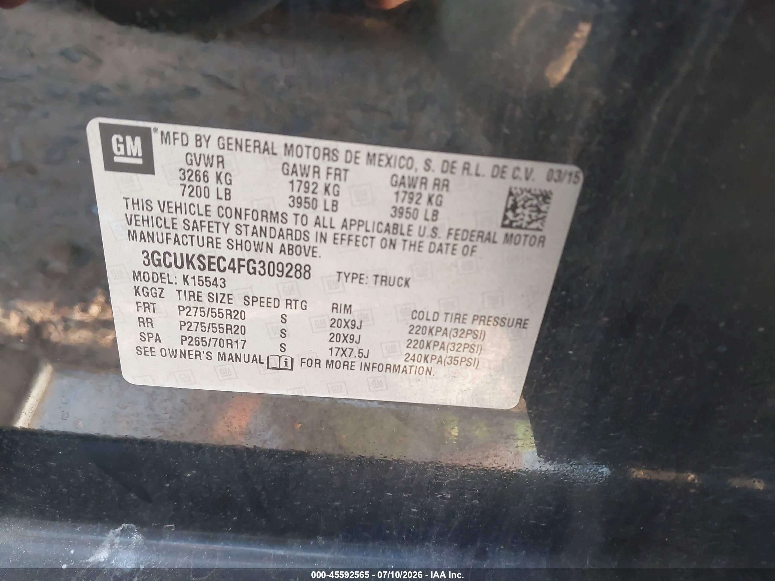 2015 Chevrolet Silverado 1500 Ltz Black vin: 3GCUKSEC4FG309288