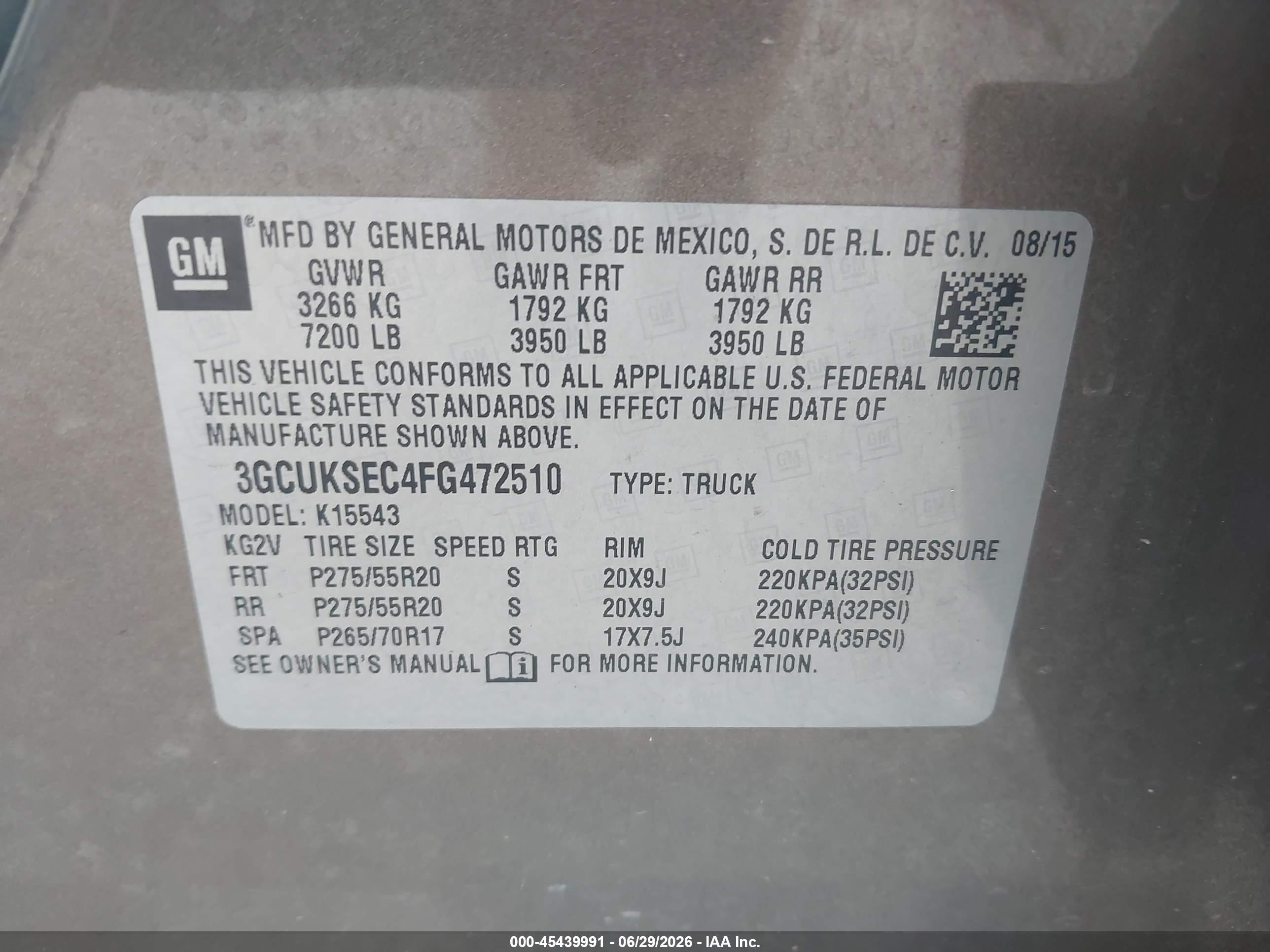 2015 Chevrolet Silverado 1500 Ltz Gray vin: 3GCUKSEC4FG472510
