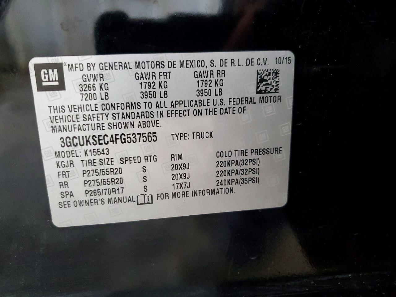 2015 Chevrolet Silverado K1500 Ltz Black vin: 3GCUKSEC4FG537565