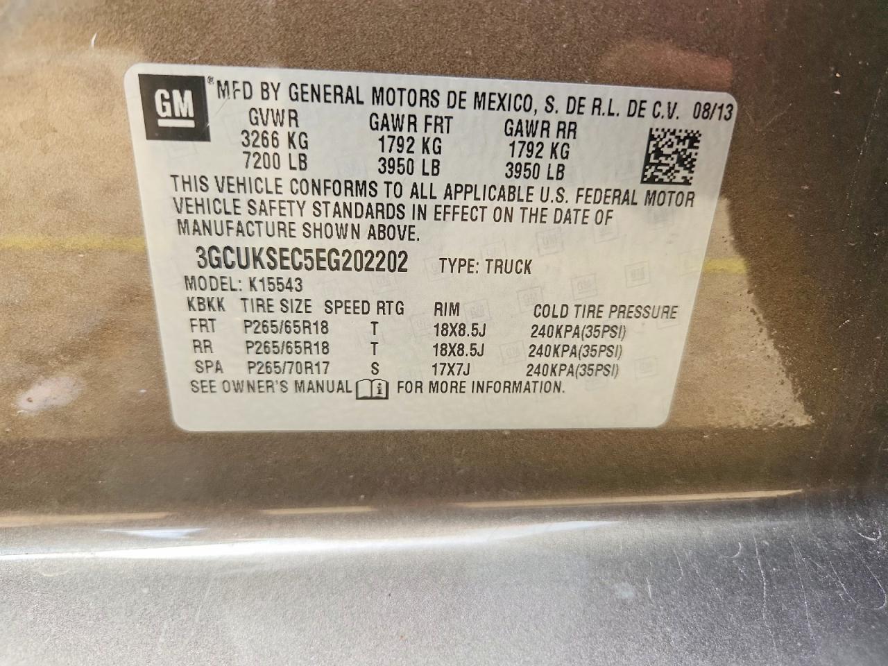2014 Chevrolet Silverado K1500 Ltz Tan vin: 3GCUKSEC5EG202202
