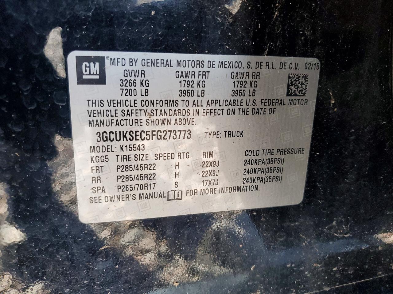 2015 Chevrolet Silverado K1500 Ltz Черный vin: 3GCUKSEC5FG273773