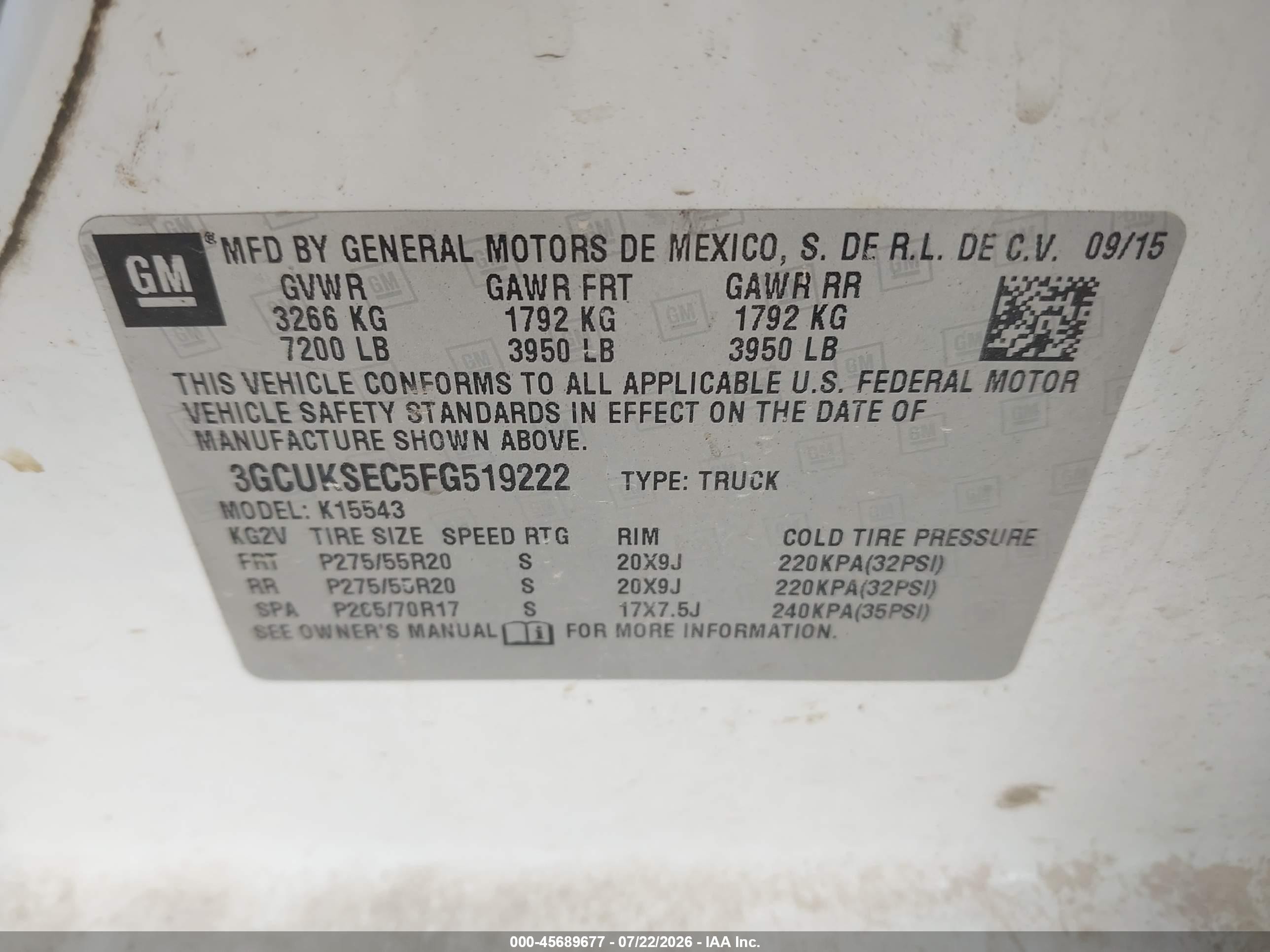 2015 Chevrolet Silverado 1500 Ltz White vin: 3GCUKSEC5FG519222
