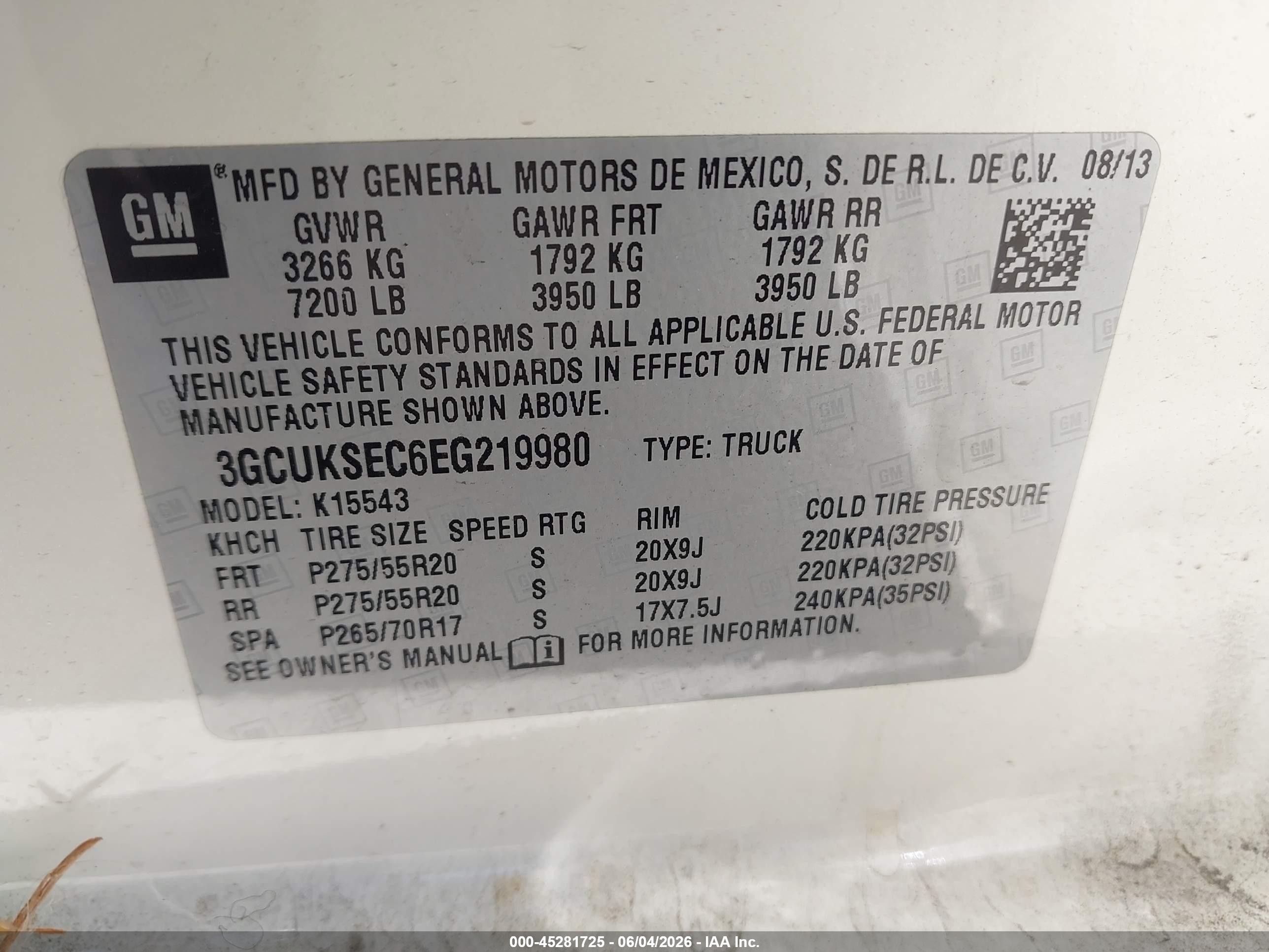 2014 Chevrolet Silverado 1500 1lz White vin: 3GCUKSEC6EG219980