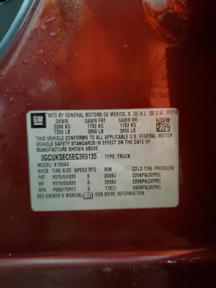 2014 Chevrolet Silverado K1500 Ltz Maroon vin: 3GCUKSEC6EG369135