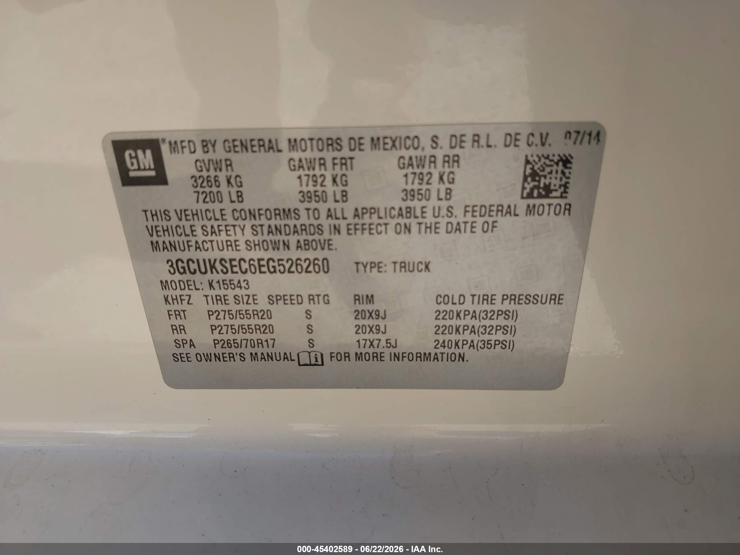 2014 Chevrolet Silverado 1500 Ltz White vin: 3GCUKSEC6EG526260
