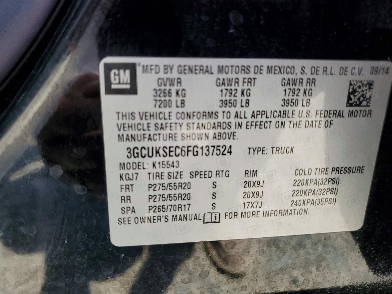 2015 Chevrolet Silverado K1500 Ltz Black vin: 3GCUKSEC6FG137524