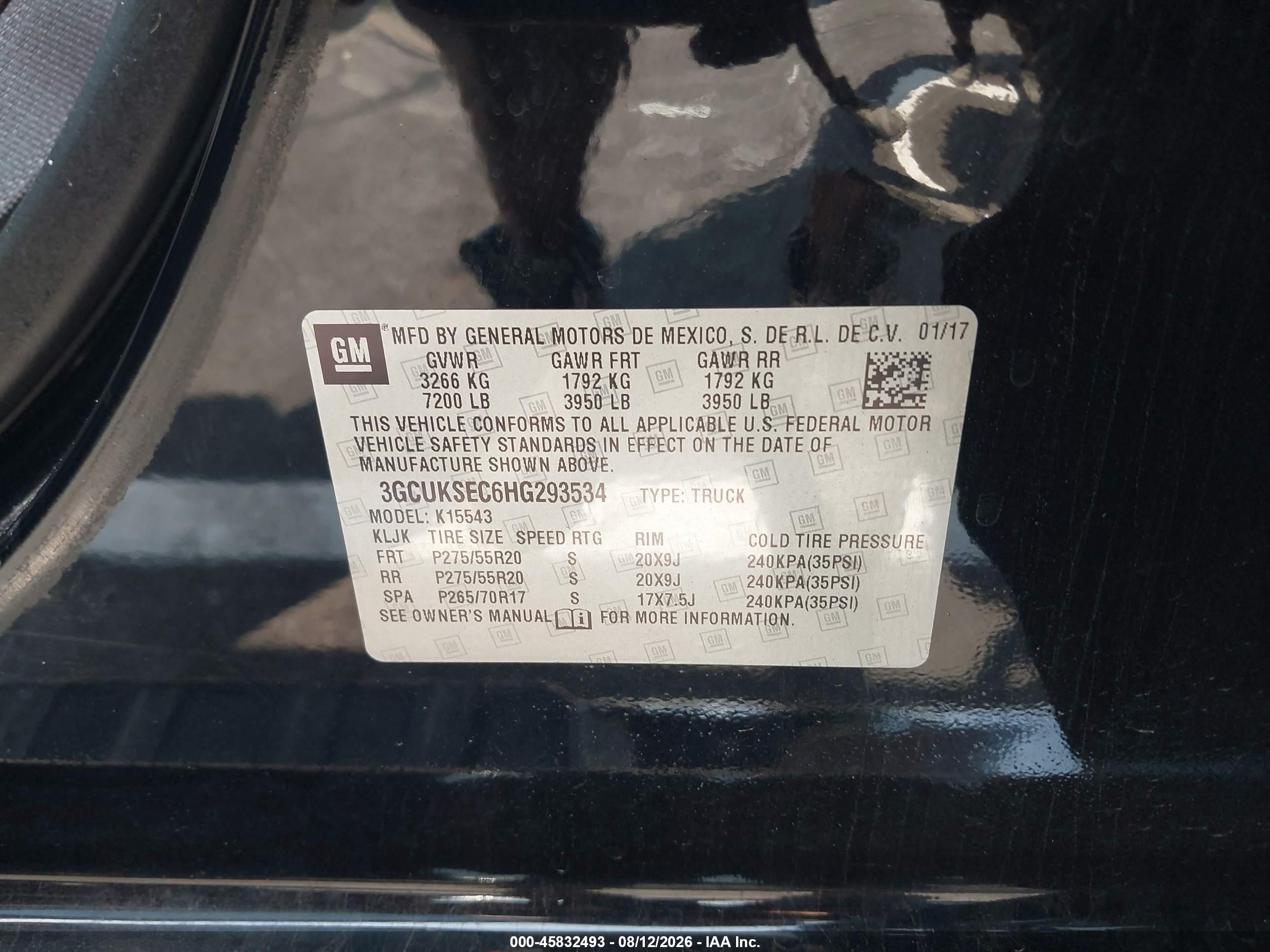 2017 Chevrolet Silverado 1500 Ltz Черный vin: 3GCUKSEC6HG293534