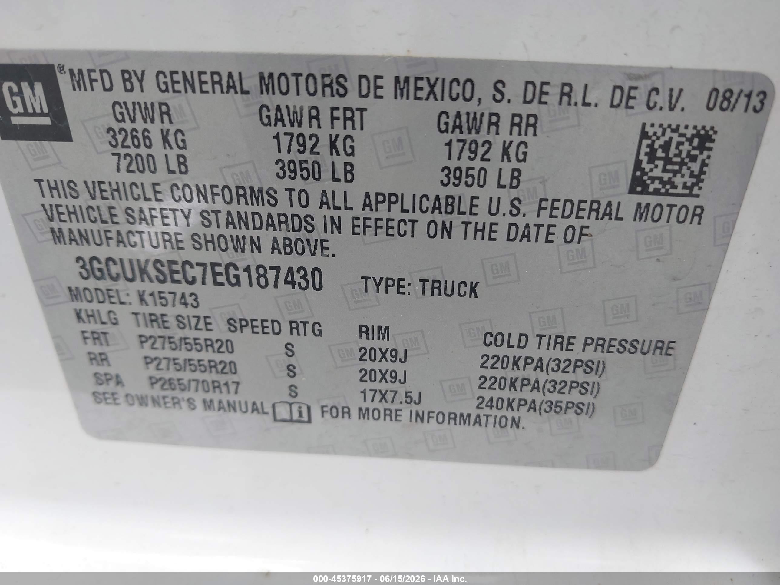2014 Chevrolet Silverado 1500 Ltz White vin: 3GCUKSEC7EG187430