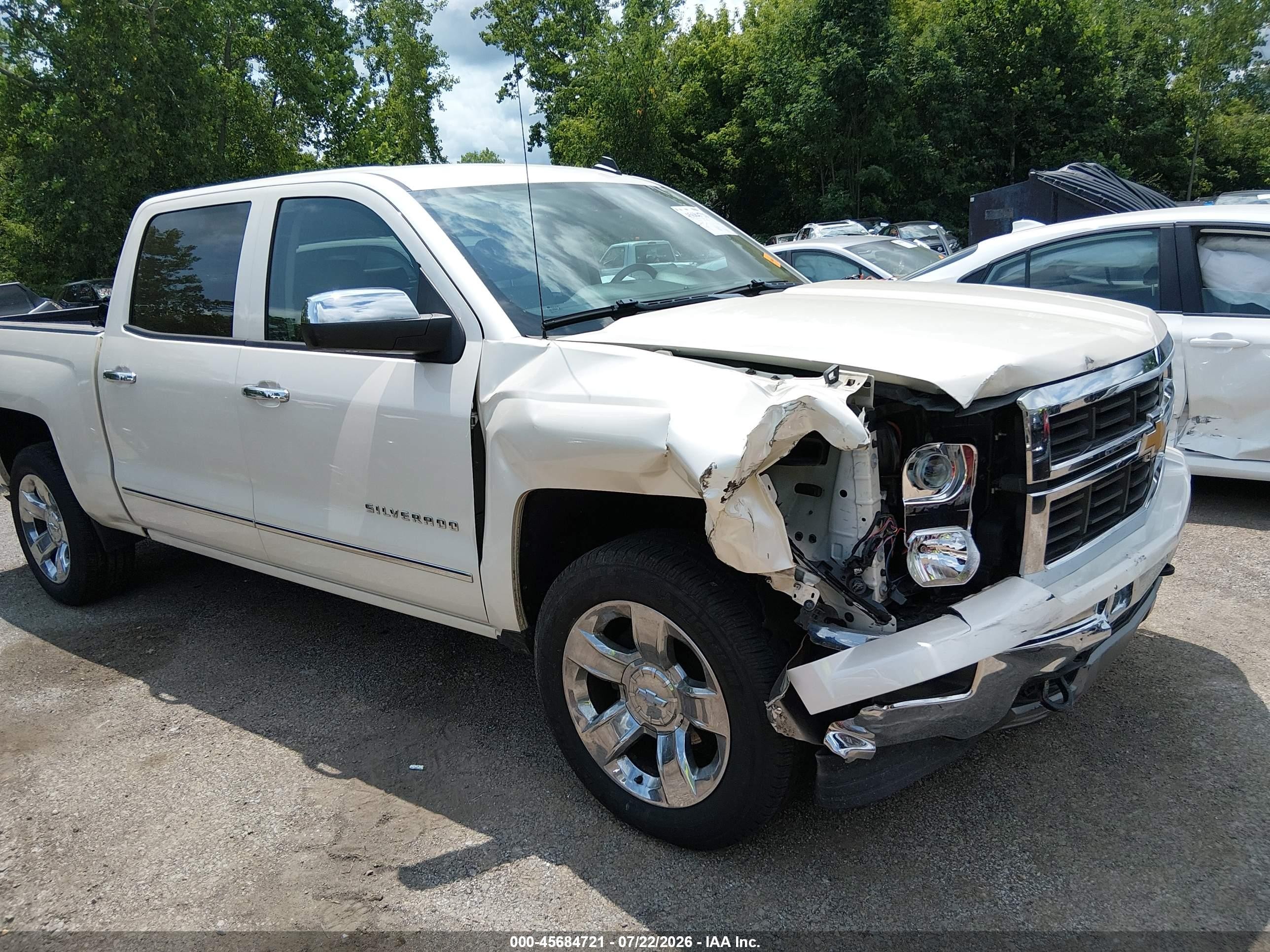 2014 Chevrolet Silverado 1500 Ltz White vin: 3GCUKSEC7EG280870
