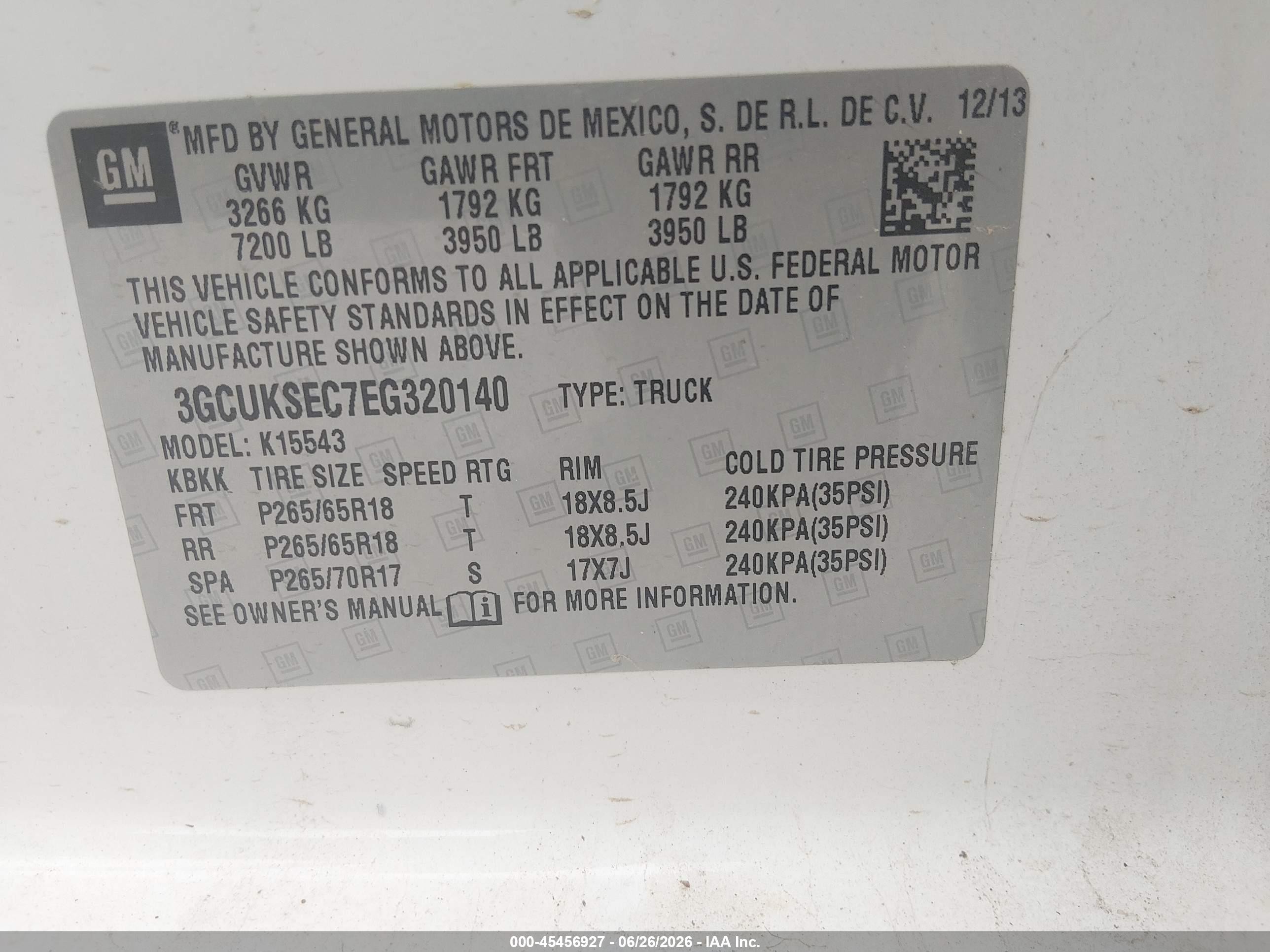 2014 Chevrolet Silverado 1500 Ltz White vin: 3GCUKSEC7EG320140