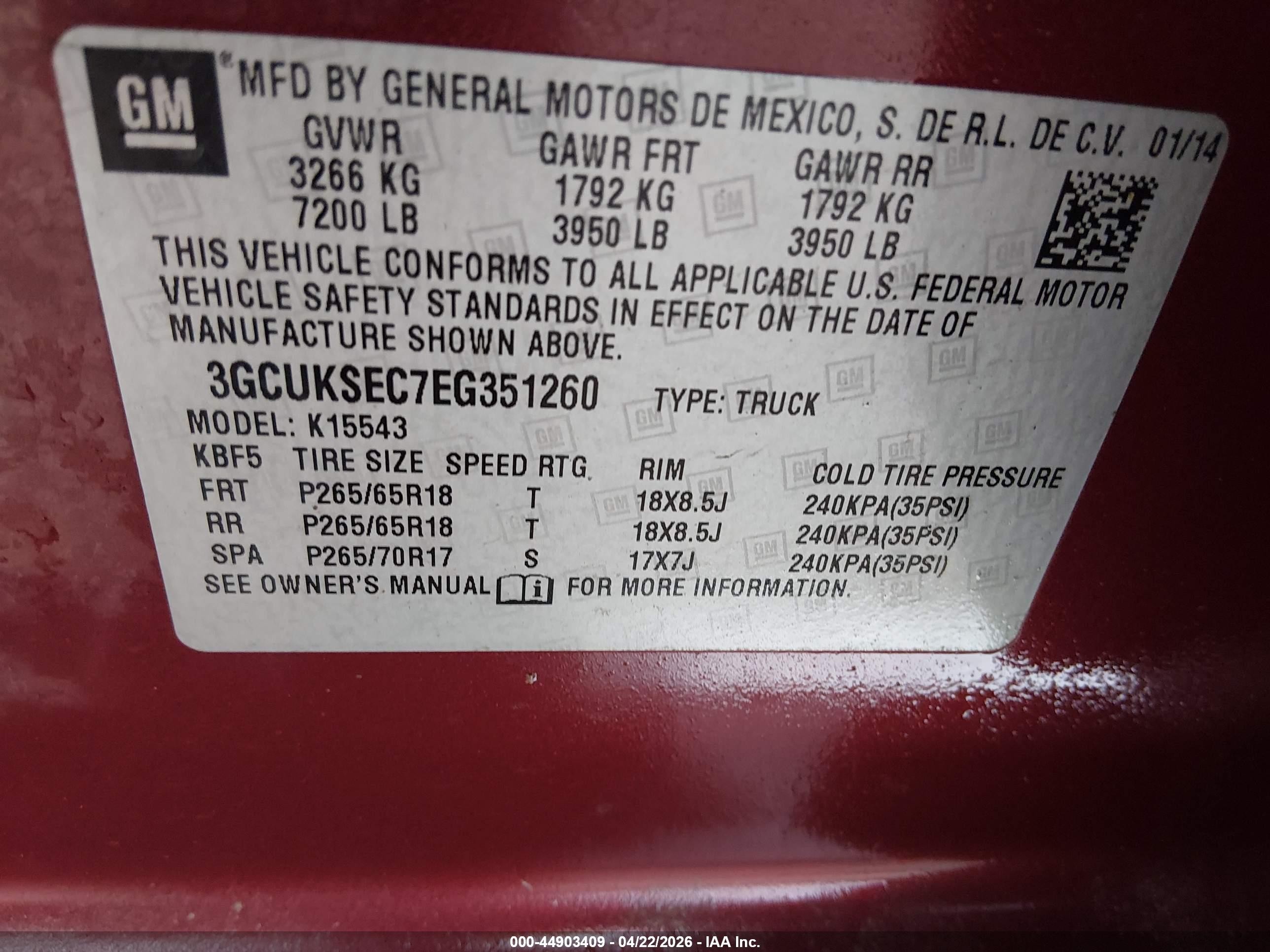 2014 Chevrolet Silverado 1500 2lz Темно-бордовый vin: 3GCUKSEC7EG351260