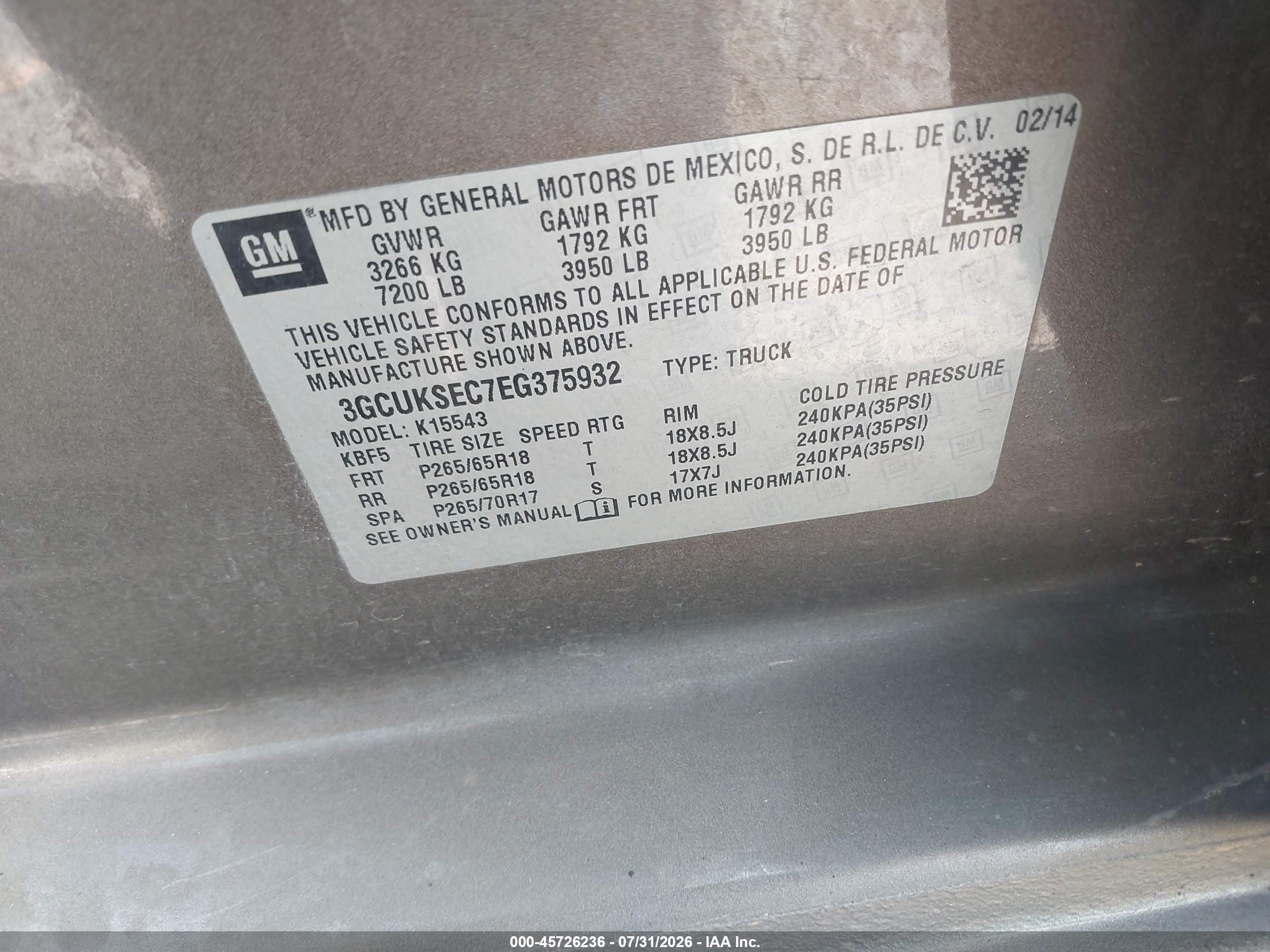 2014 Chevrolet Silverado 1500 Ltz Коричневый vin: 3GCUKSEC7EG375932