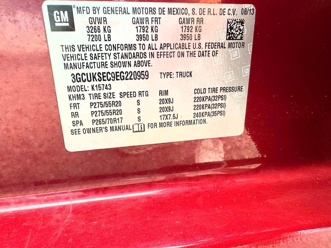 2014 Chevrolet Silverado K1500 Ltz Burgundy vin: 3GCUKSEC9EG220959
