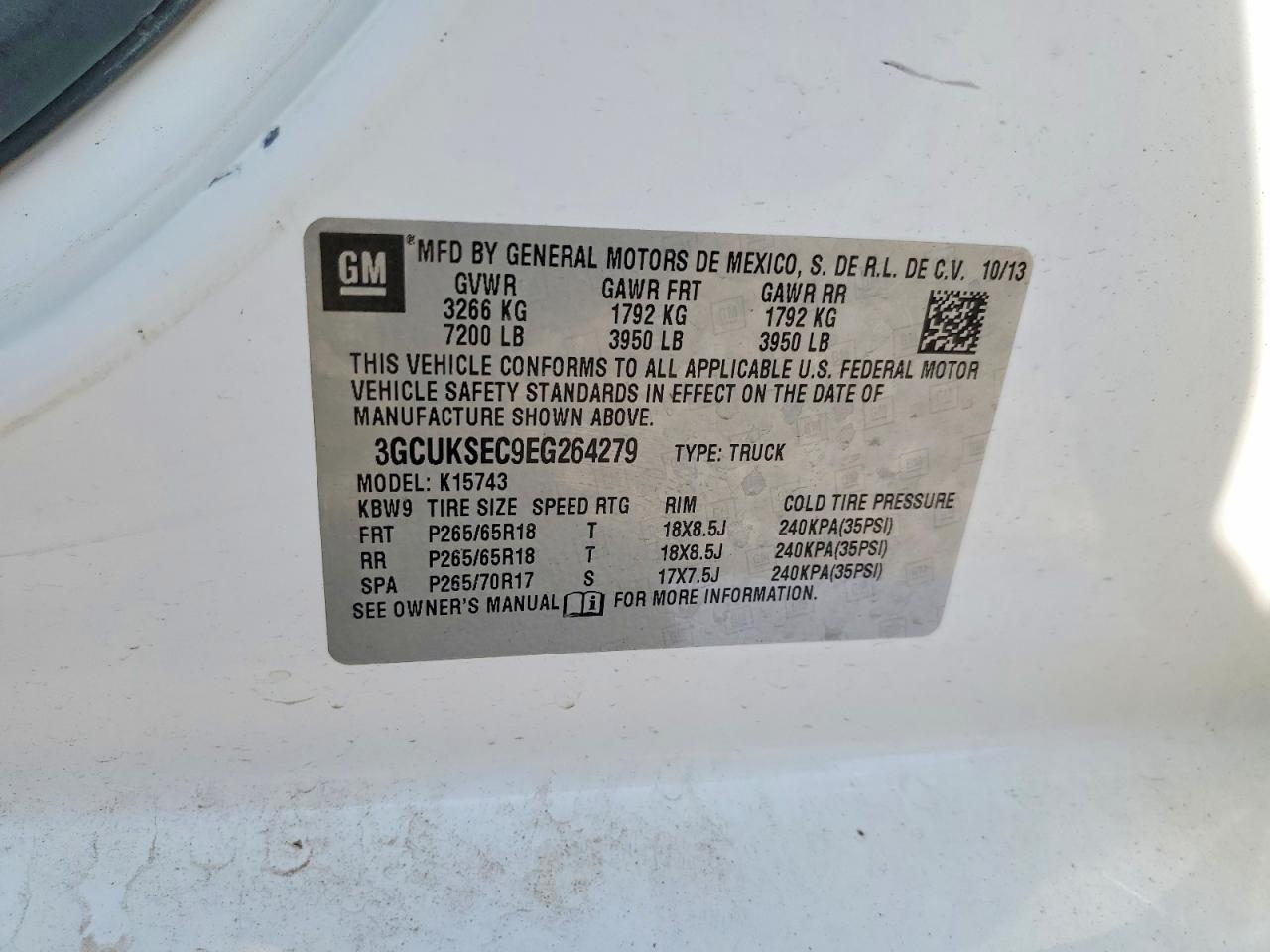 2014 Chevrolet Silverado K1500 Ltz White vin: 3GCUKSEC9EG264279