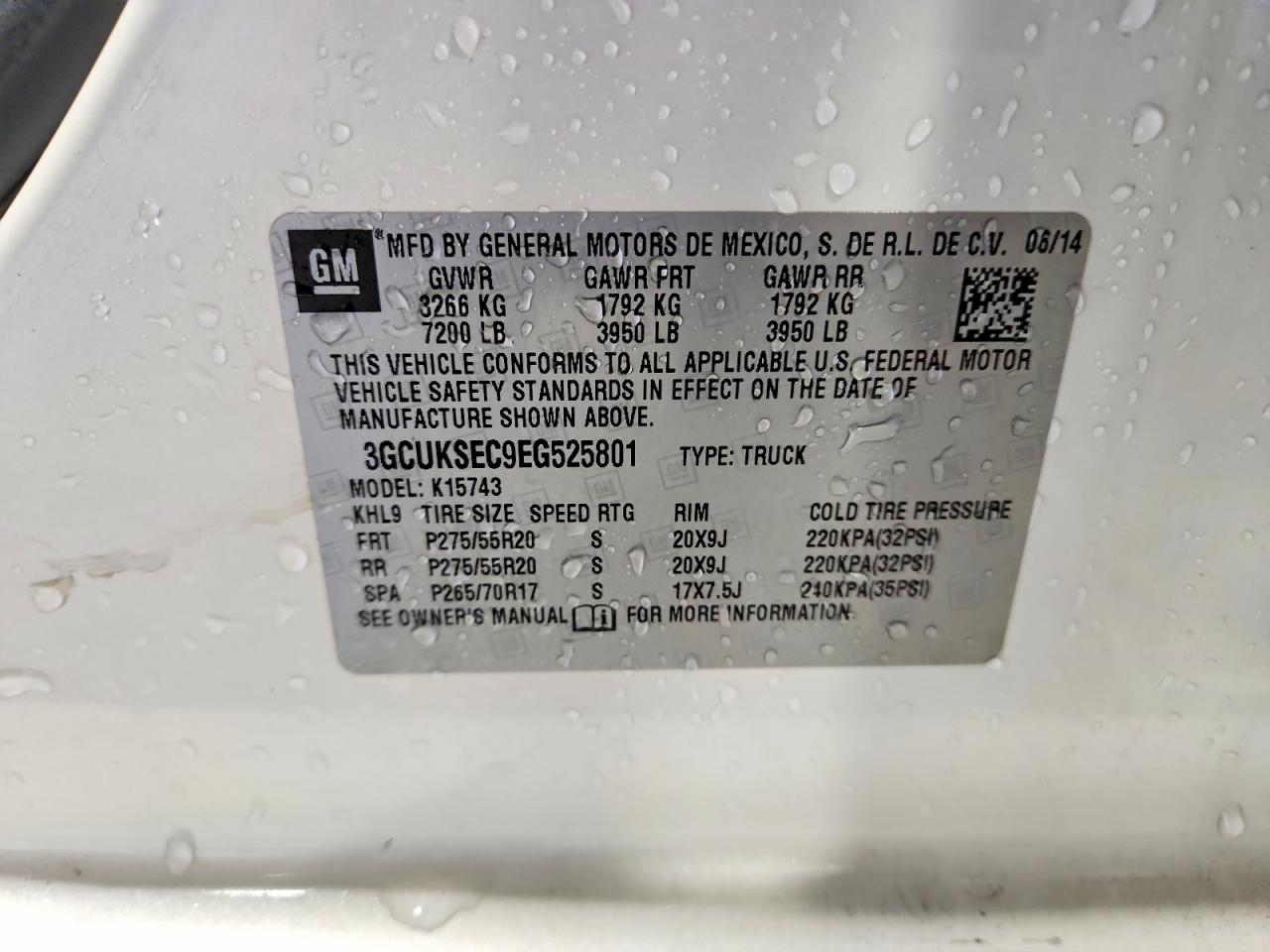 2014 Chevrolet Silverado K1500 Ltz Белый vin: 3GCUKSEC9EG525801