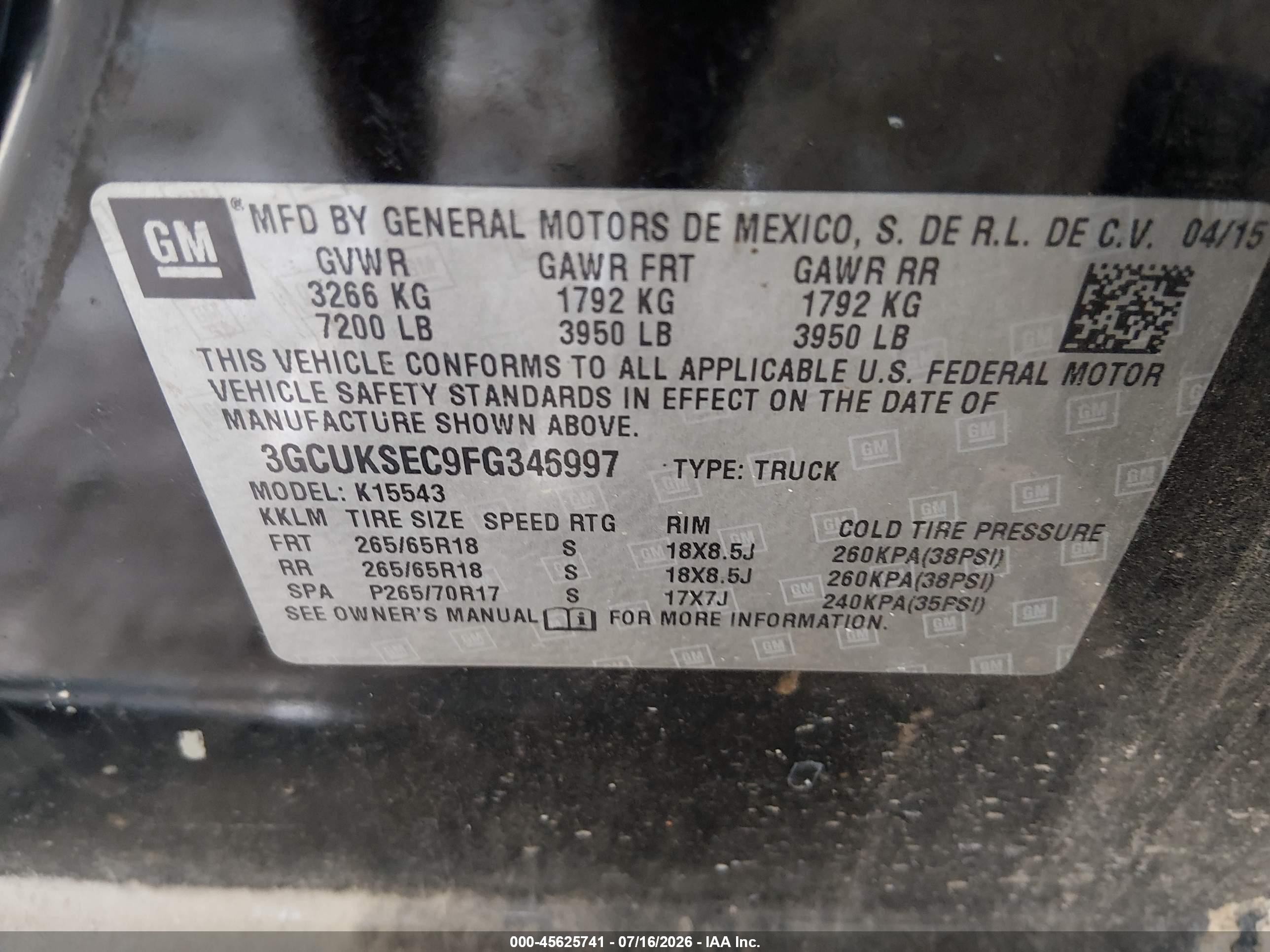 2015 Chevrolet Silverado 1500 Ltz Черный vin: 3GCUKSEC9FG346997